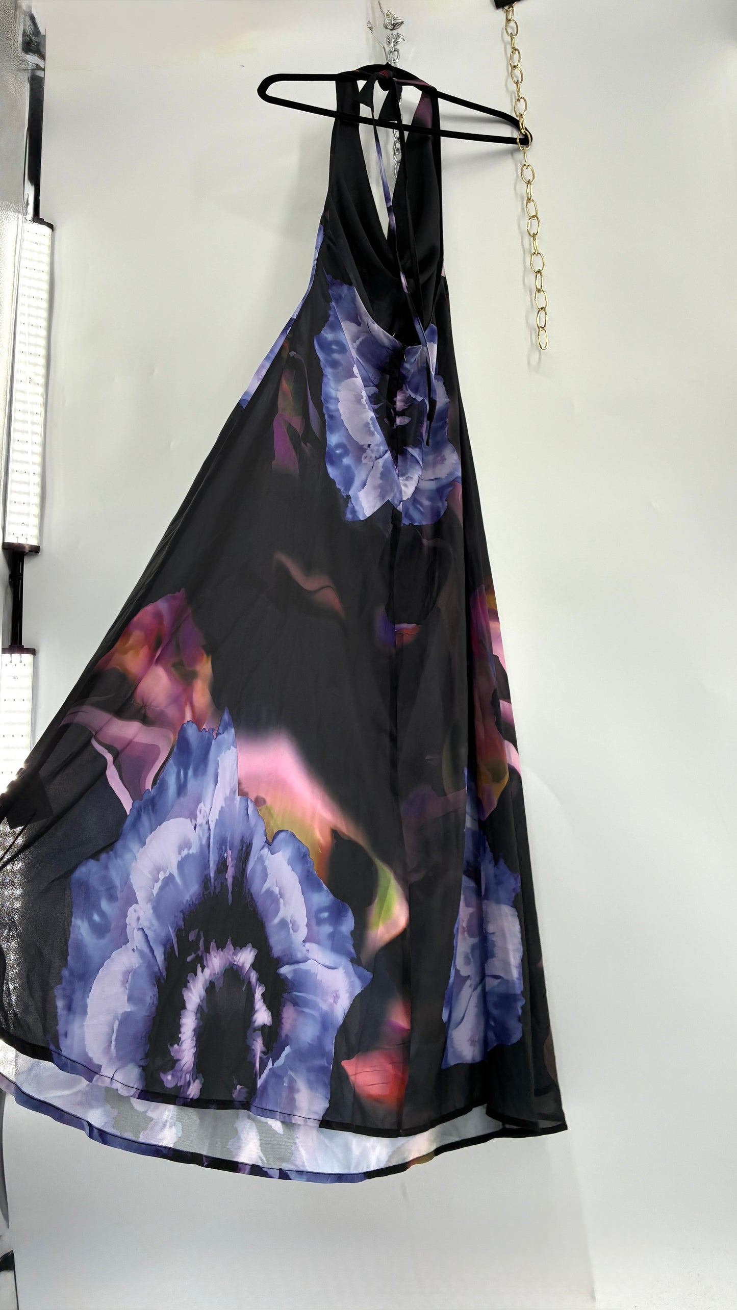 COMMENSE Halter Maxi Dress with Draped, Cowl Neck Design and Tags Attached (Small)