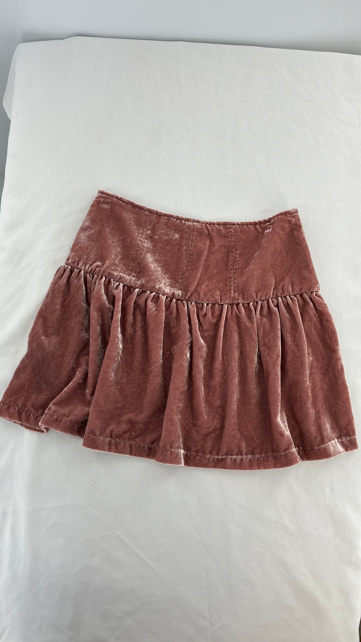 FREE PEOPLE Pink Velour Mini Skirt with Ribbon Detail and Tags Attached (0)