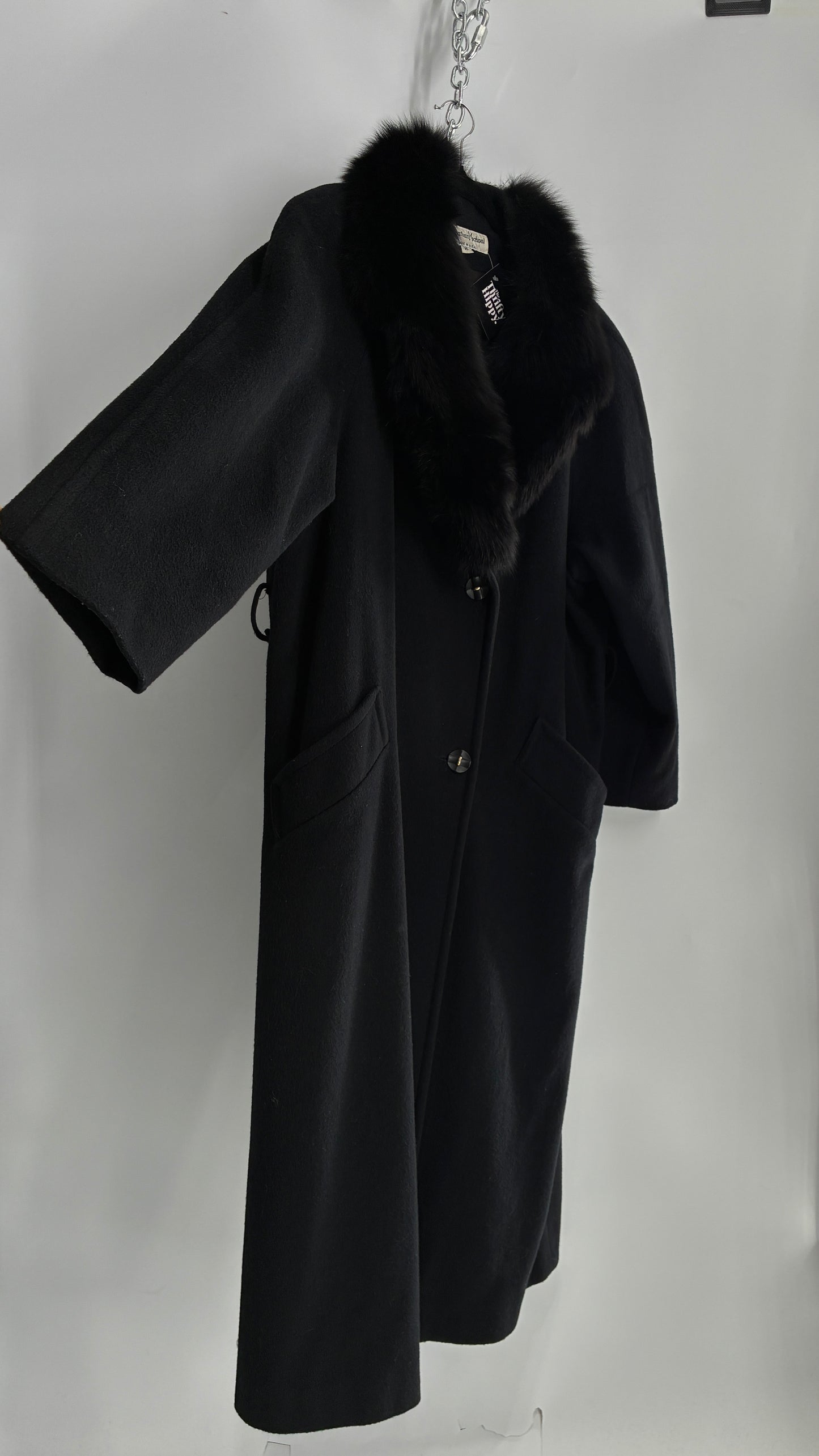 Jonathan Michael Black Full Coat with Genuine Fur Collar (C)(16)