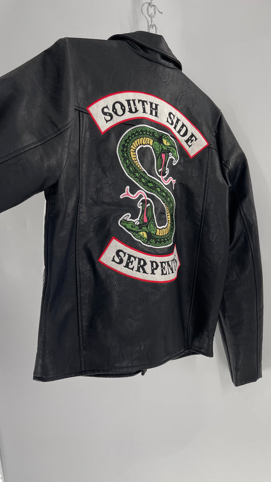 Riverdale Vegan Leather Jacket with Southside Serpents Embroidered Back (Medium)