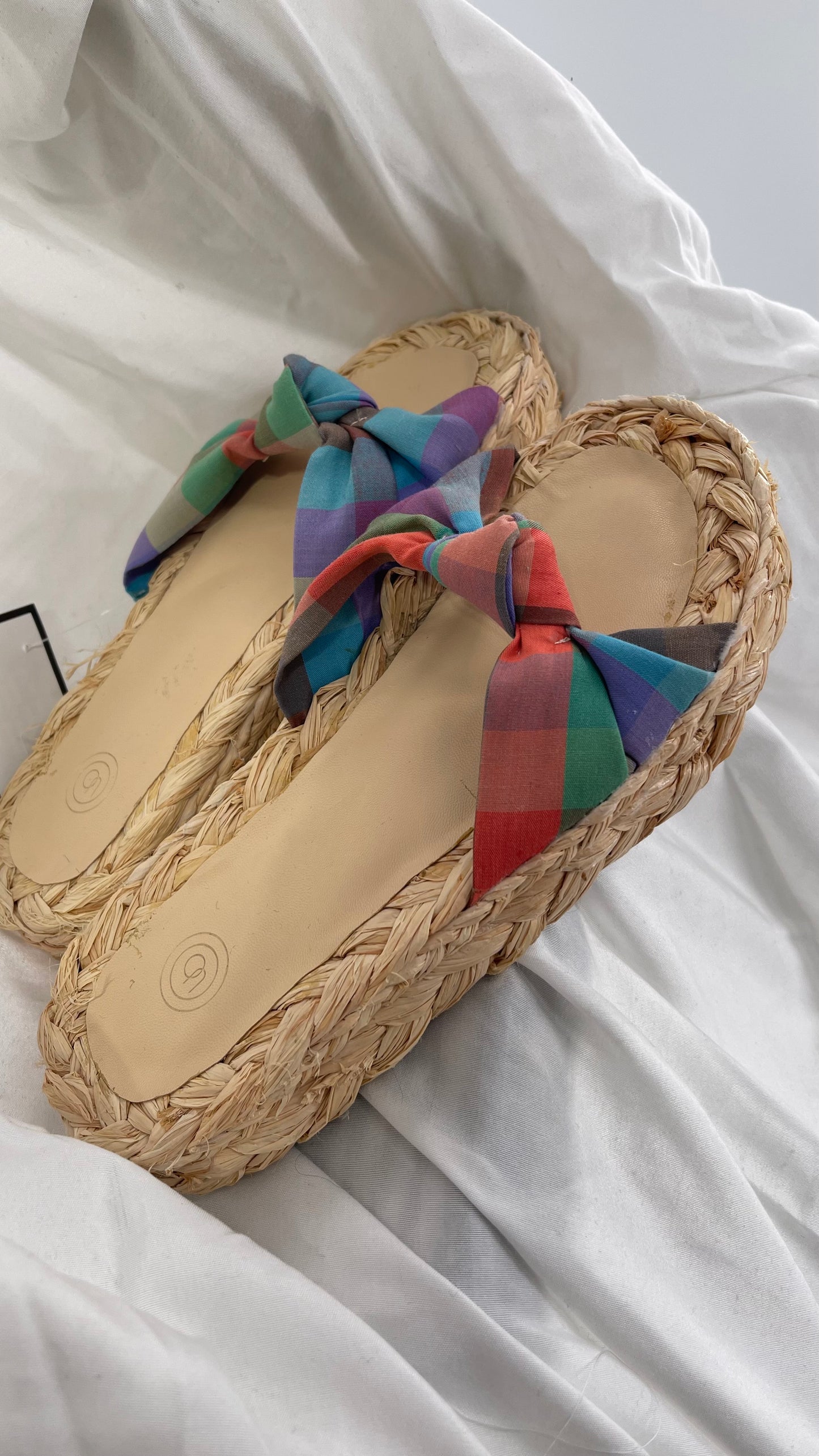 Urban Outfitters Wicker Sole Sandal with Picnic Patterned Strap (6)