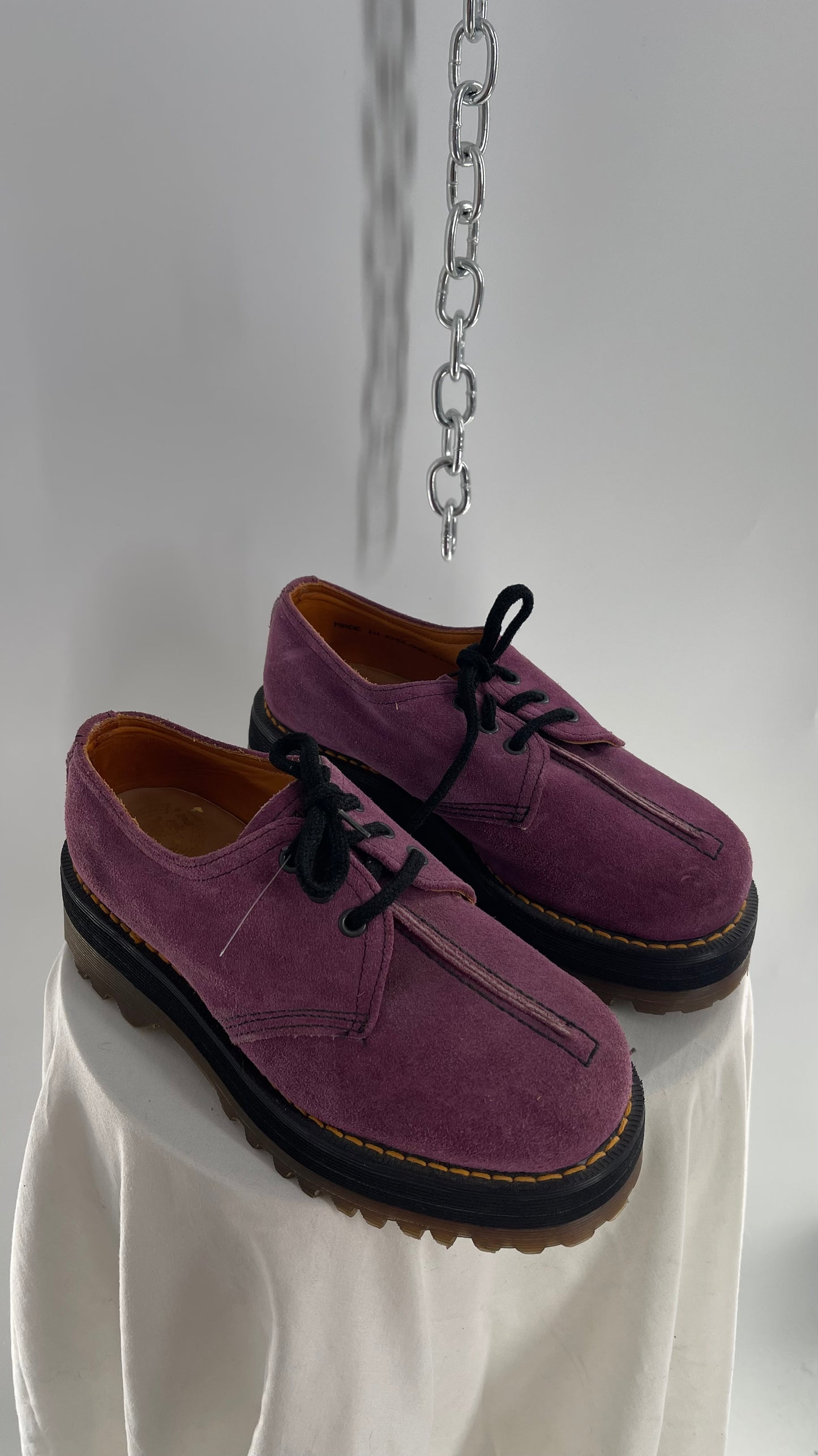 SUPER RARE Vintage Dr. Martens Platform Purple/Mauve Suede Leather Oxfords (3)