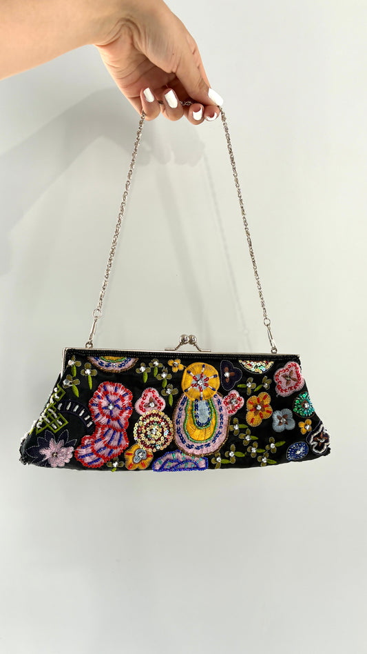 Vintage 1990s New York & Company Black Beaded Bag