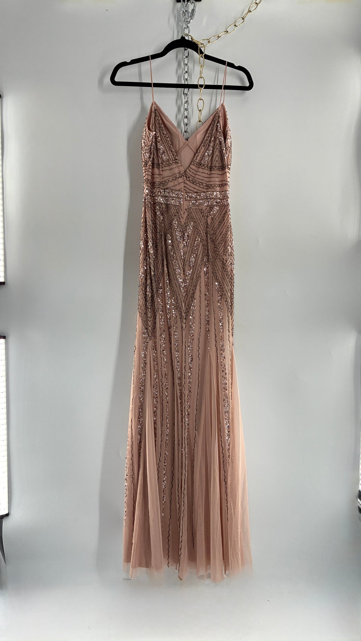 Vintage MARINA Dusty Pink Beaded Gown (2)