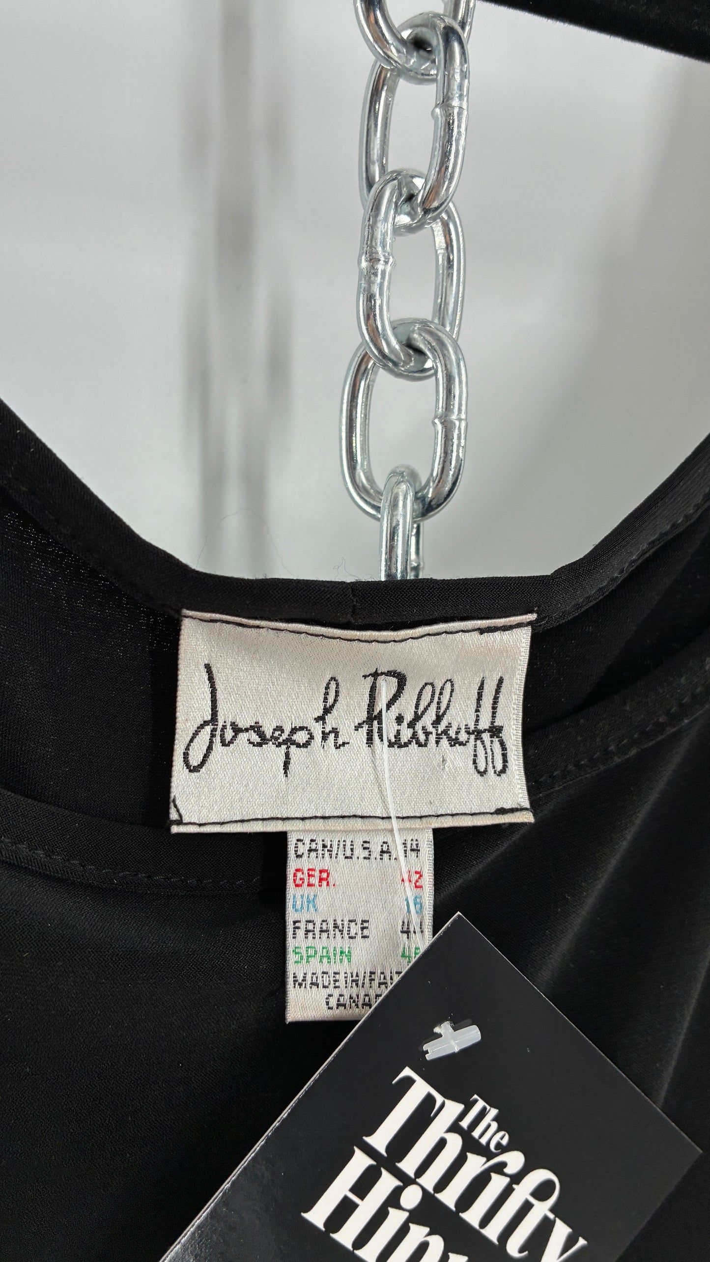 Vintage Joseph Ribkoff Black Asymmetric Pleated and Crimped Maxi Dress (14)