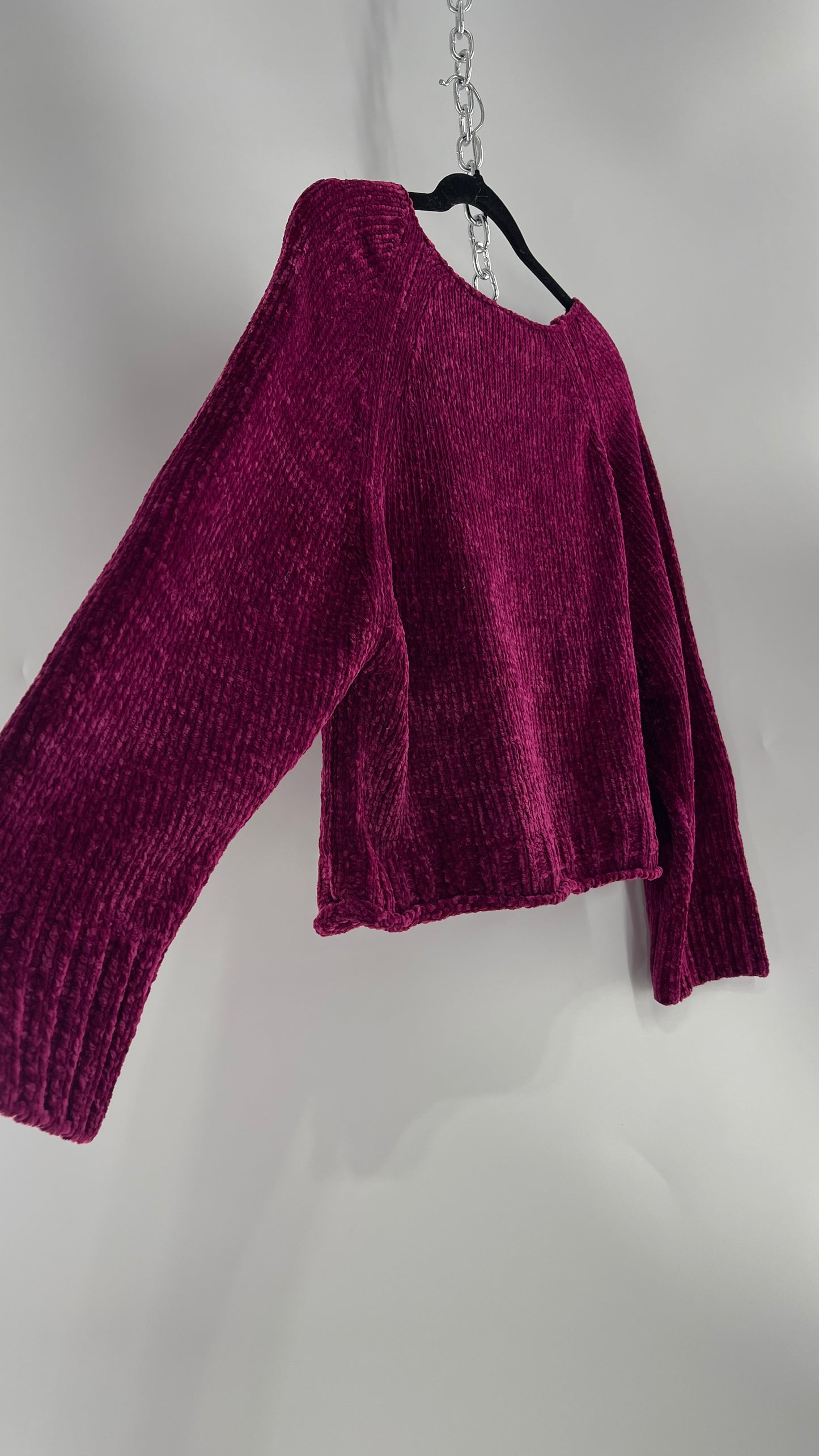 Anthropologie MOTH Fuchsia Purple Chenille Sweater (XS)