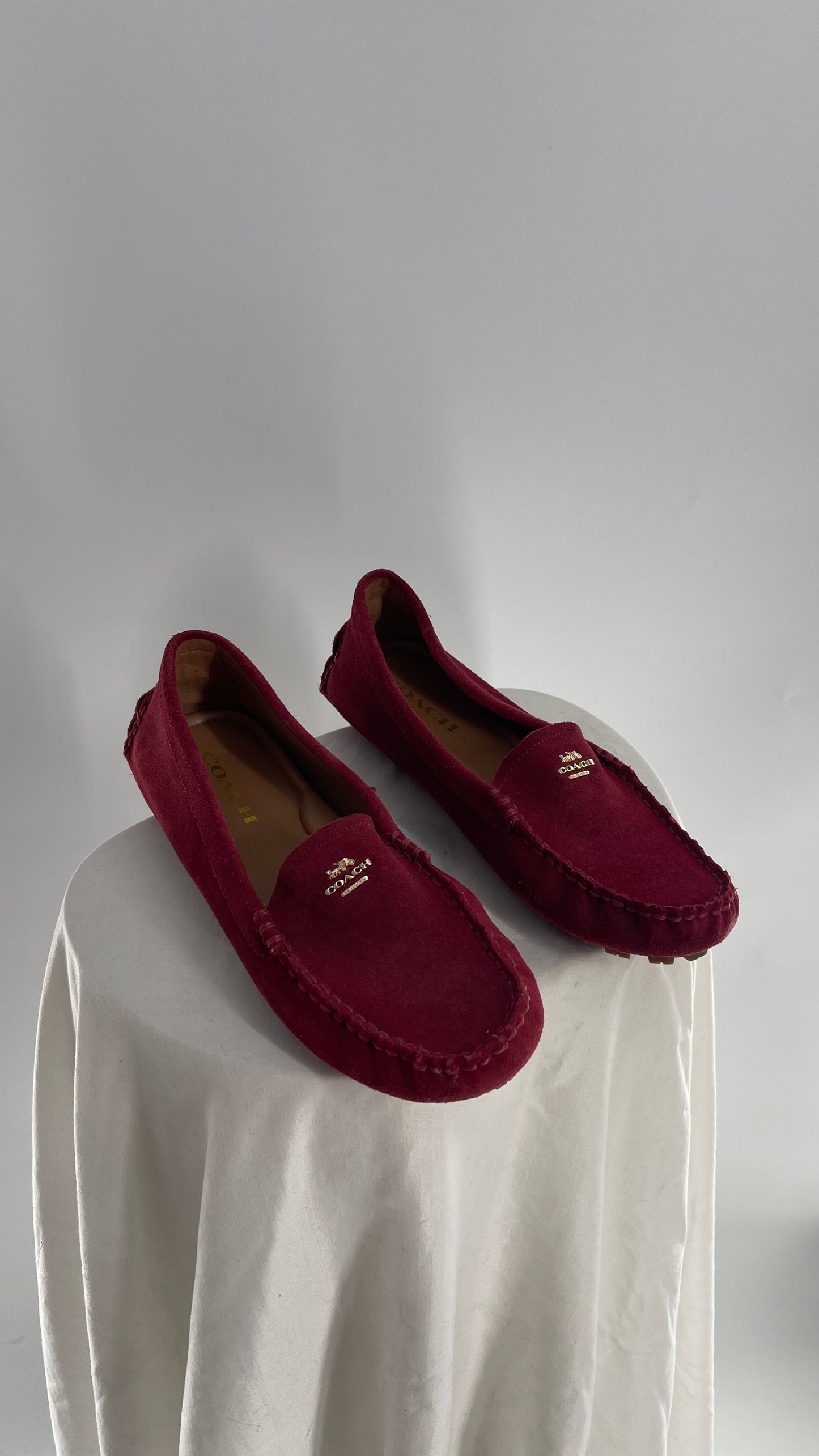 Vintage COACH Raspberry Red Suede Leather Loafer (8)