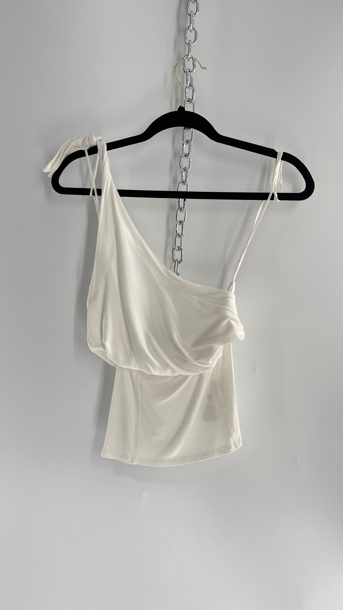 Free People White One Shoulder Slim Torso Top (XS)