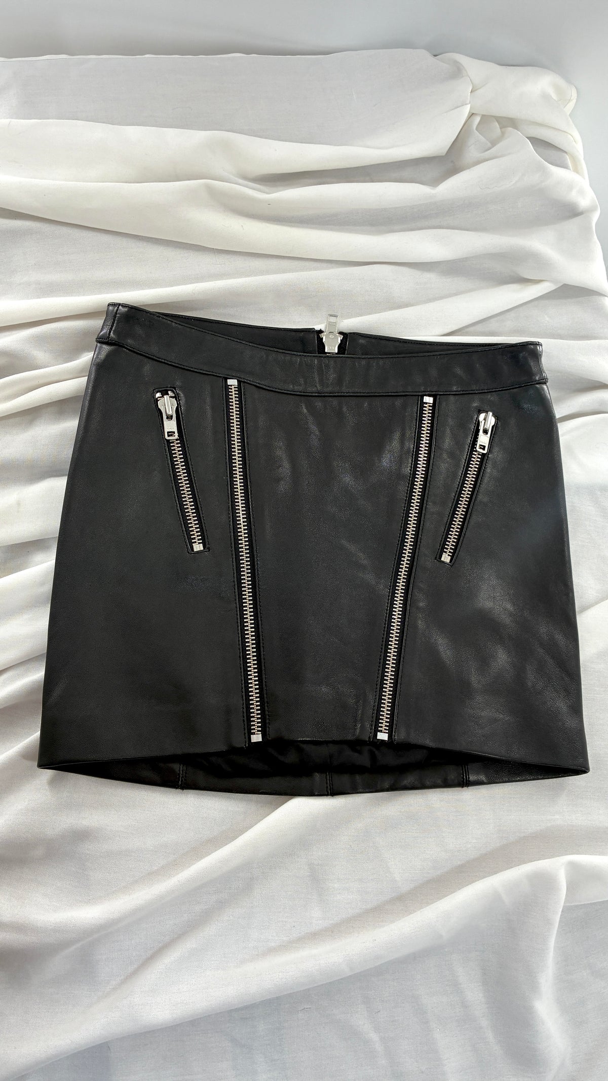 MASON 100% Lambskin Leather Skirt with Zipper Details (0)