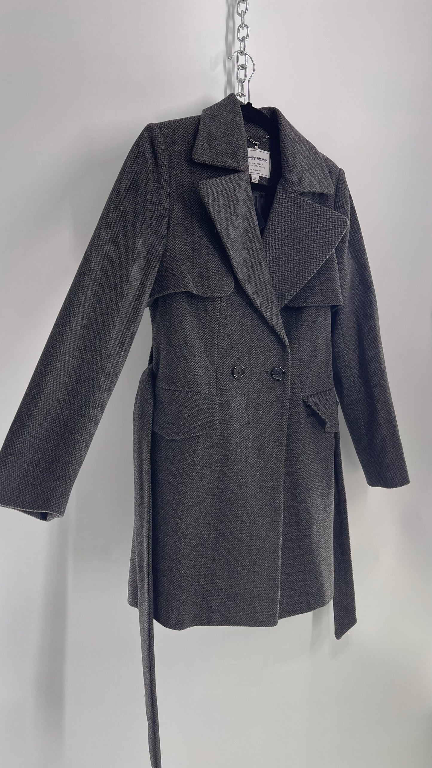 Lucky Brand 60% Wool Gray Trench Coat (NWOT Small)