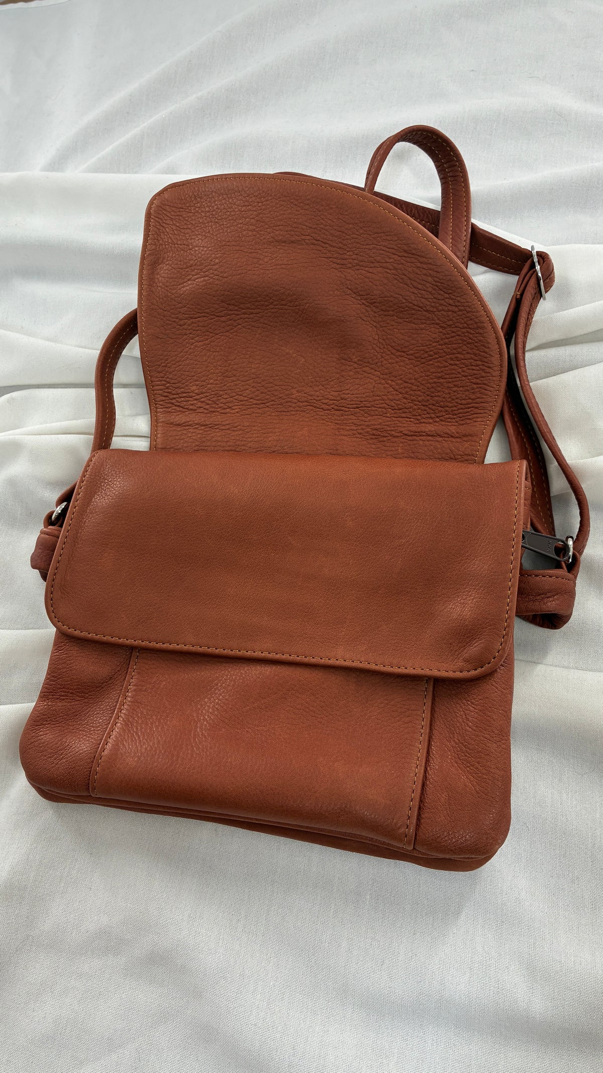 ELIE Genuine Leather Tulip Jr Handbag with Multiple Sections and Zippered Pockets