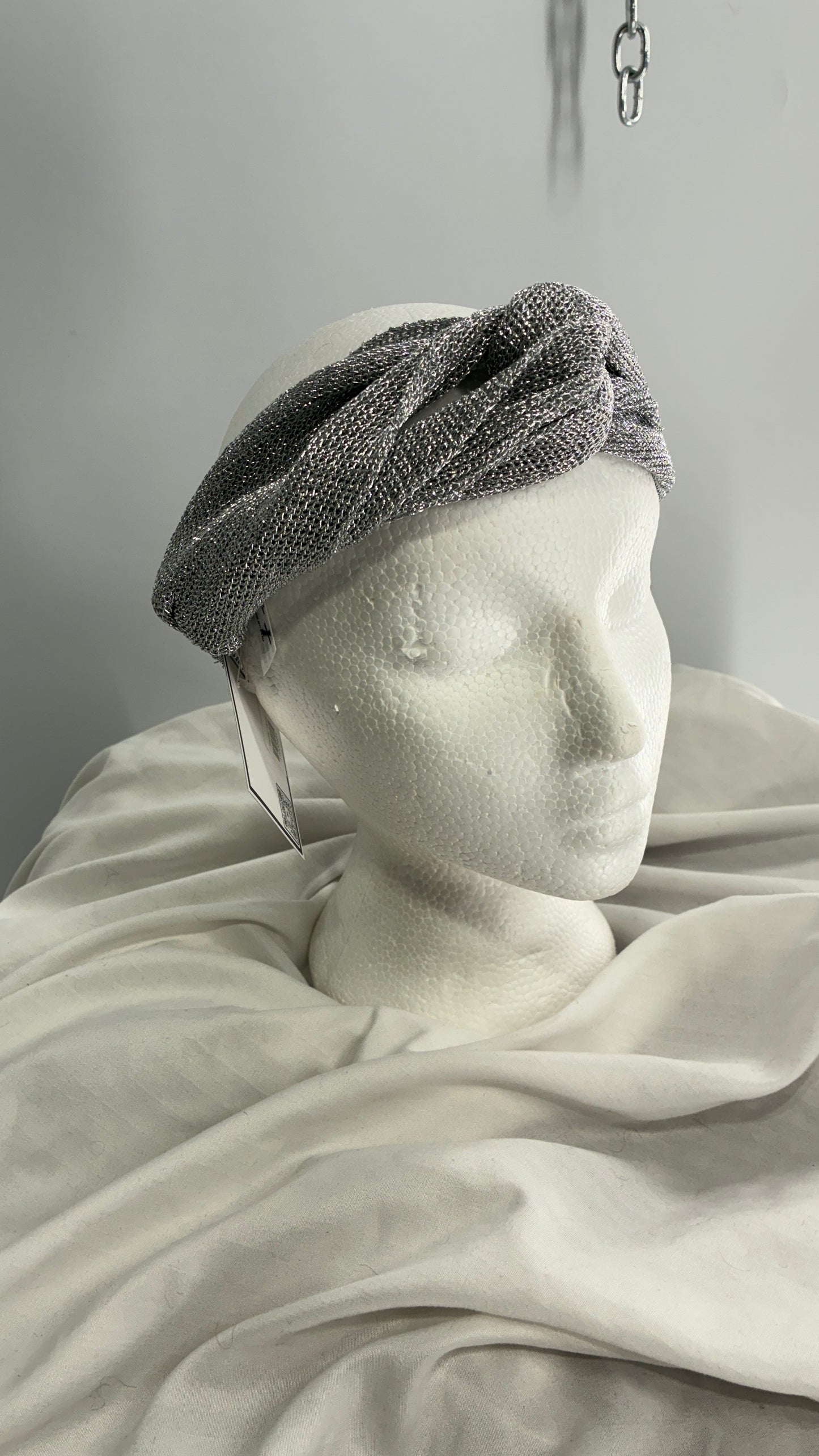 Free People Metallic Silver Mesh Headband