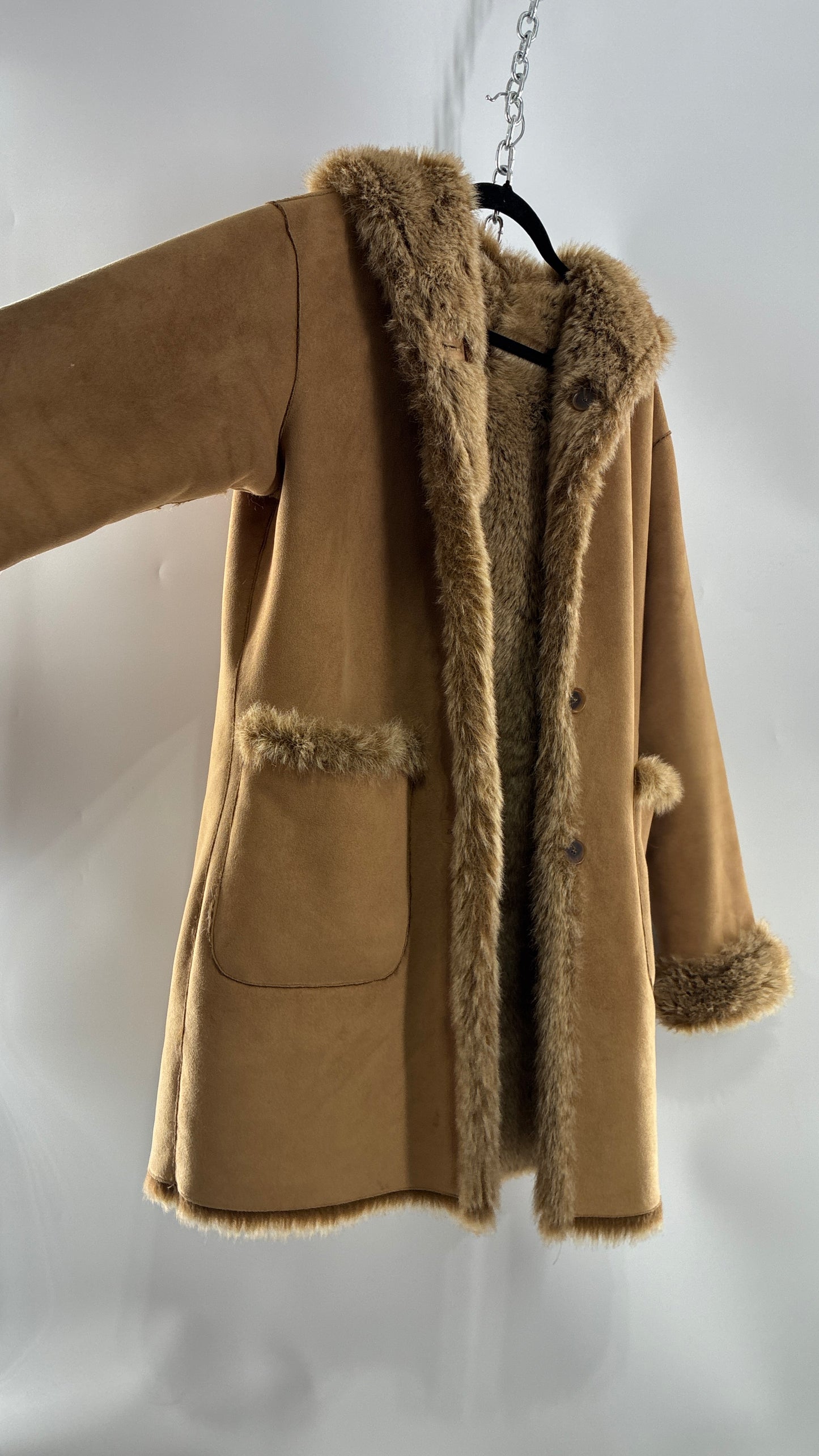 Vintage JONES NEW YORK Reversible Fur and Vegan Suede Coat (Small)