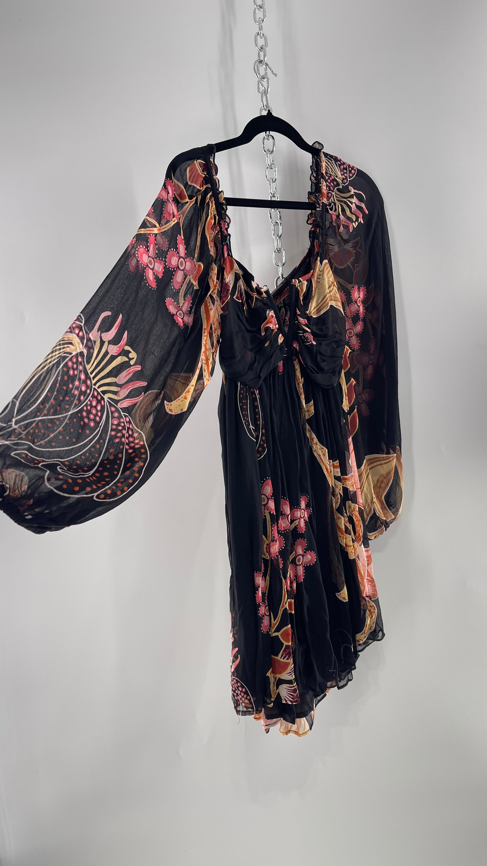 Anthropologie Let Me Be Crimped Black Chiffon Pink Floral Patterned l The Thrifty Hippy Anthropologie Let Me Be Crimped Black Chiffon Pink Floral Patterned l The Thrifty Hippy
