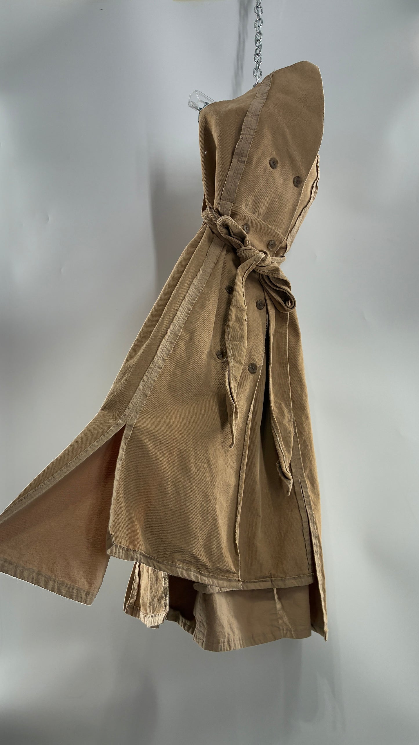 Vintage Corduroy Trench Coat Style Dress (Medium)