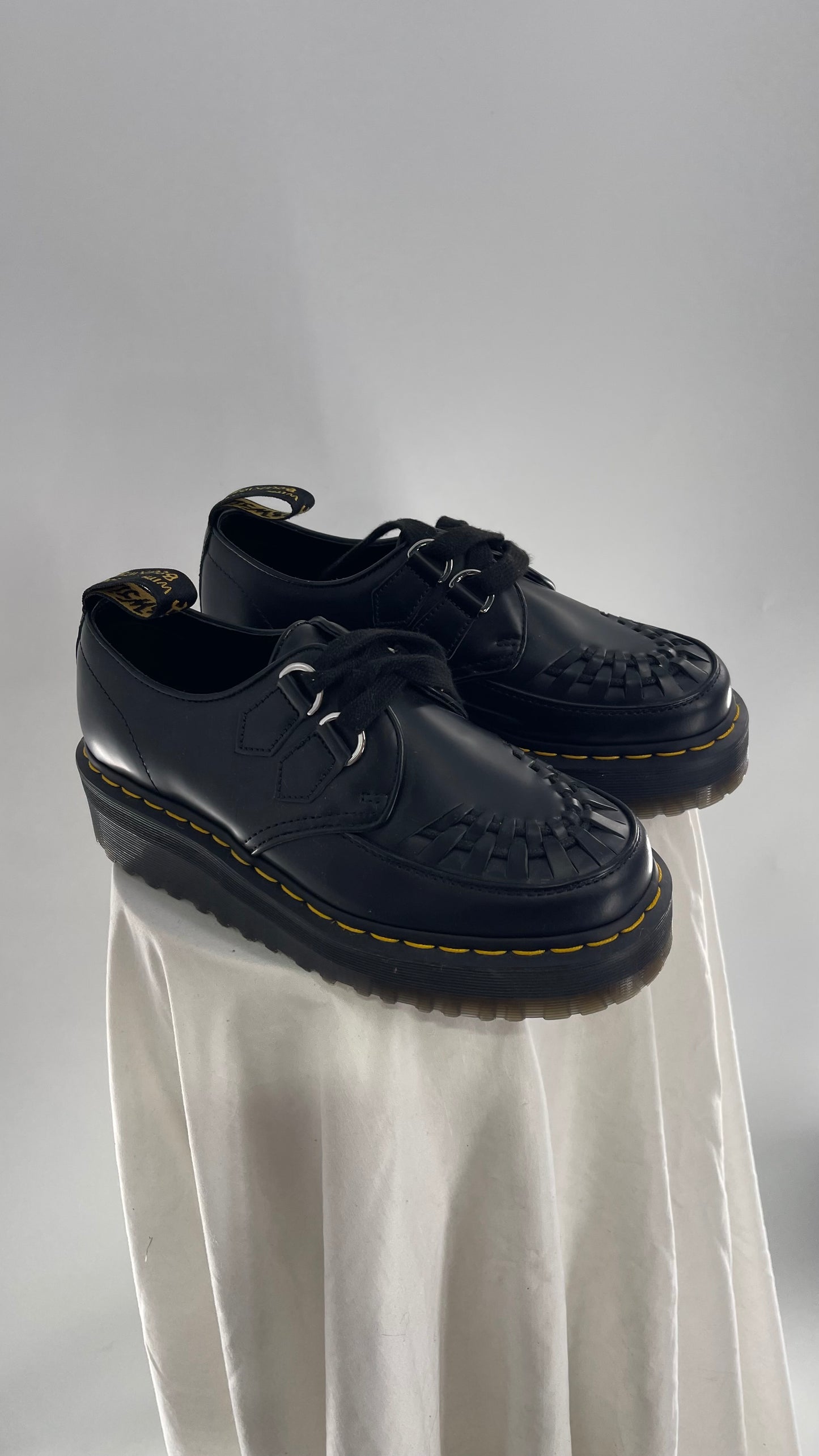 Dr.Martens NWOT Black Patent Leather Platform/Creeper Oxfords (8L 7M)