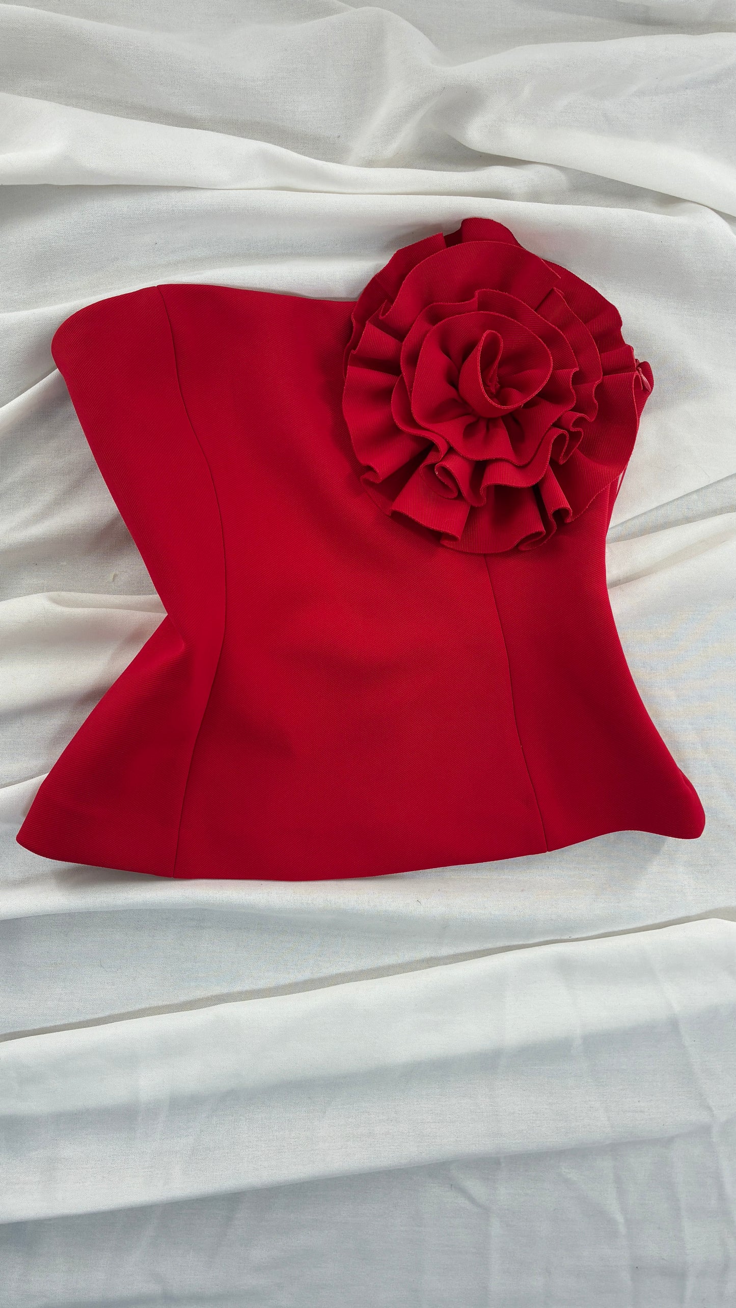 ZARA Red Corset with Oversized Rosette Detail and tags attached  (Small)