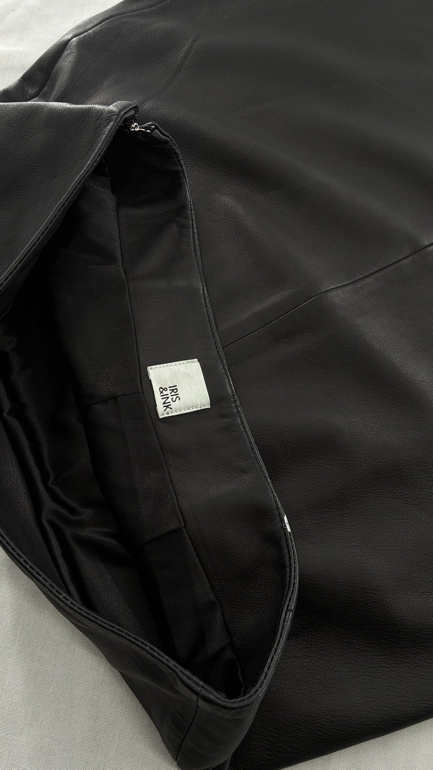 IRIS & INK 100% Black Lamb Leather Skirt (10)