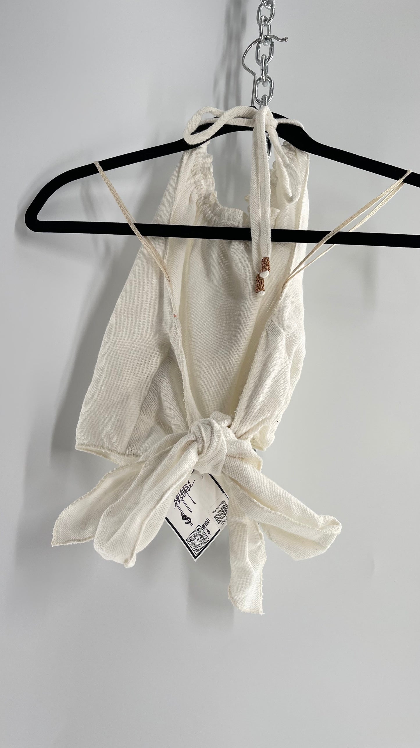 Free People White 100% Cotton Backless Halter (L)