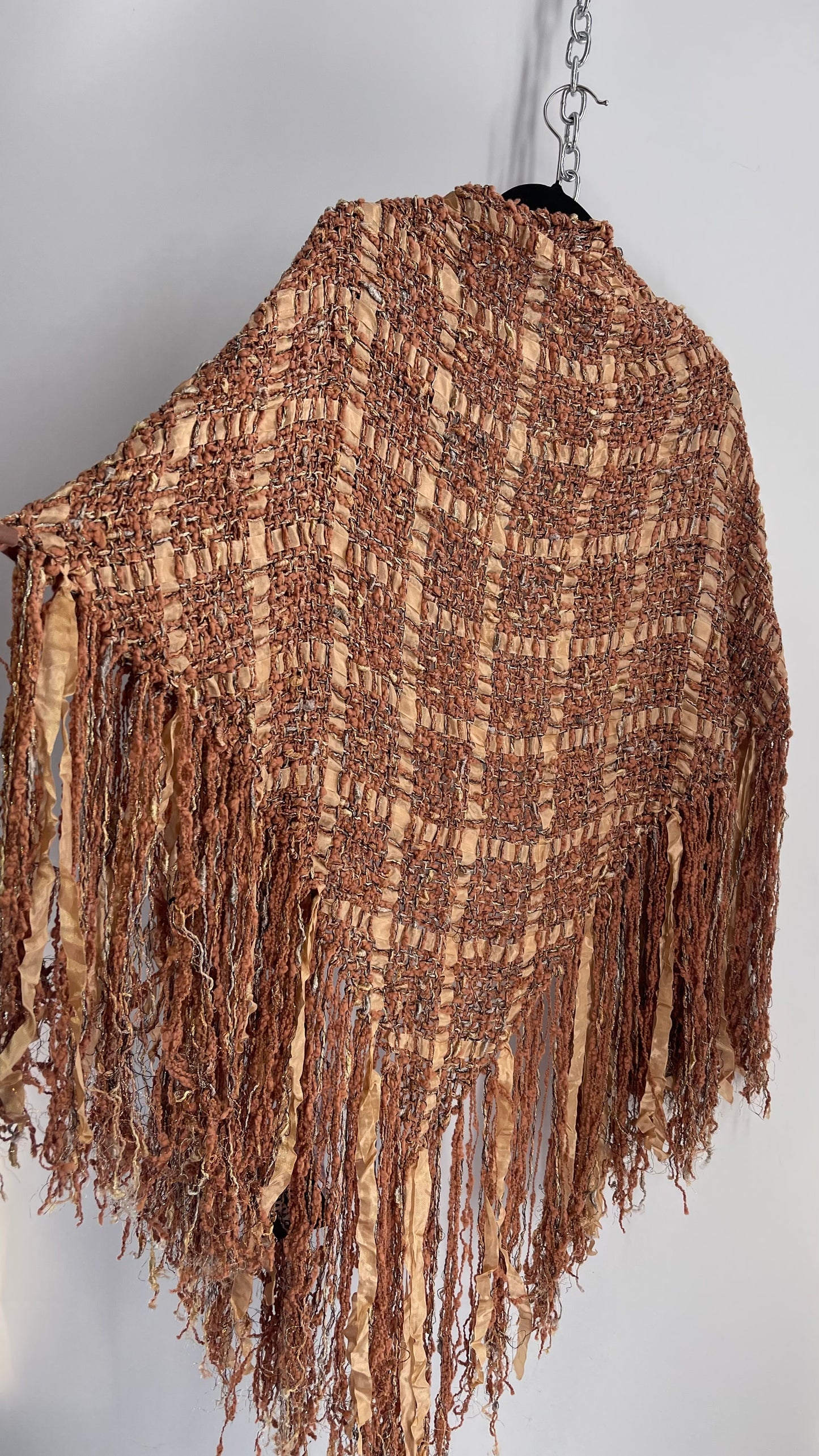 Vintage Fringed Scarf/Cape Benefits Hand Woven by Bob Gibson and Jon Fivecoat (One Size)