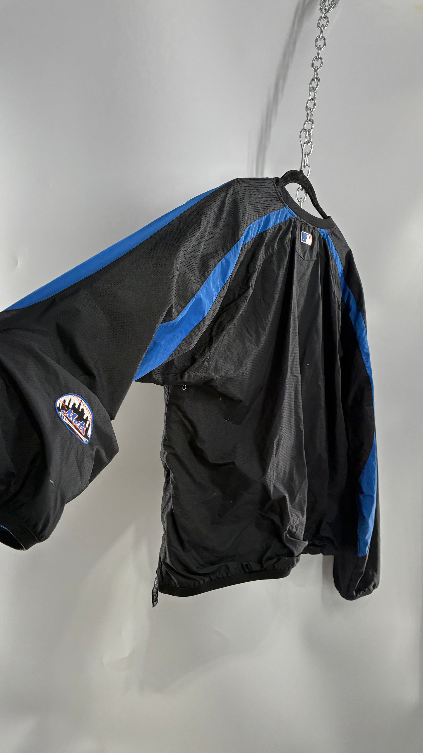 Vintage METS Men’s Windbreaker Sweater with Side Zippers and Pockets (XL)