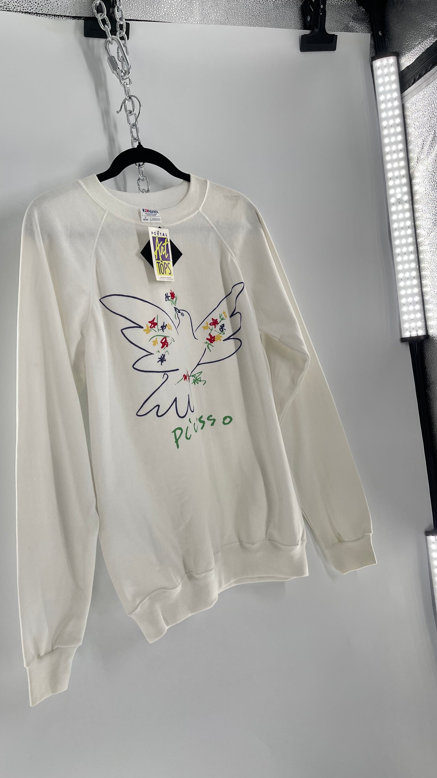 Deadstock Vintage Picasso Dove Doodle Crewneck Portal Art Tops Tag (Large)