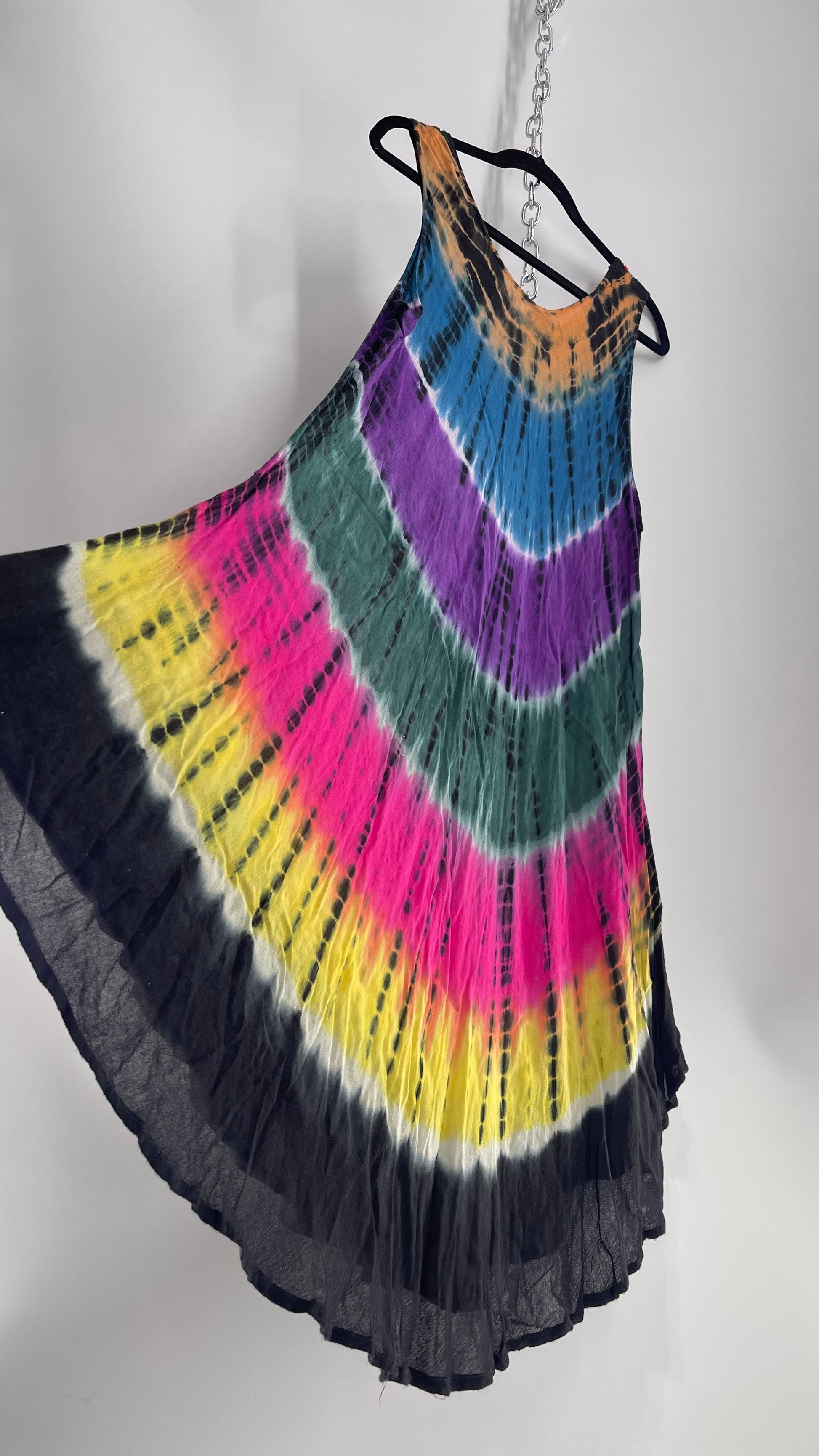 tie dye embroidered dress Sheer-Sides Tie-Dye Long Prom Ball Gown