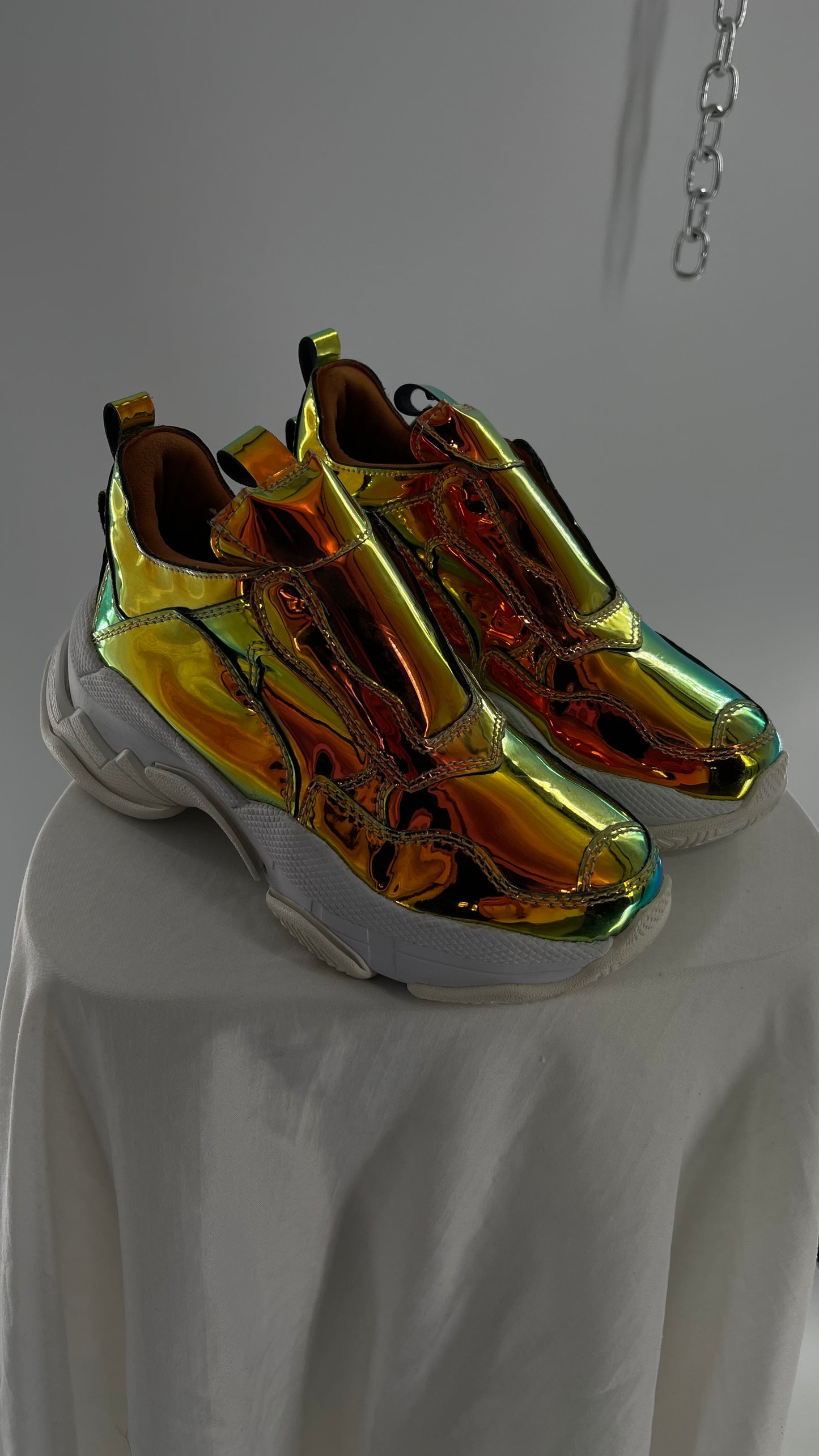 Jeffrey Campbell X Free People Gold Reflective Iridescent Concert Festival Sneakers (6.5)