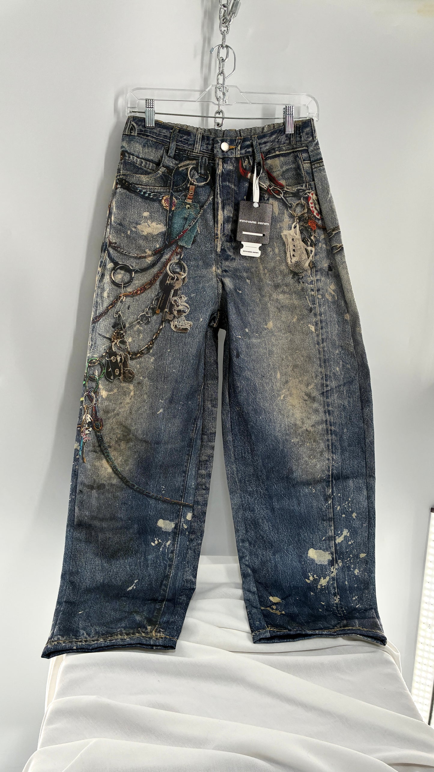 INNOVARE x Acne Studios Graphic Printed Wide Leg Jeans with Tags Attached (Small)