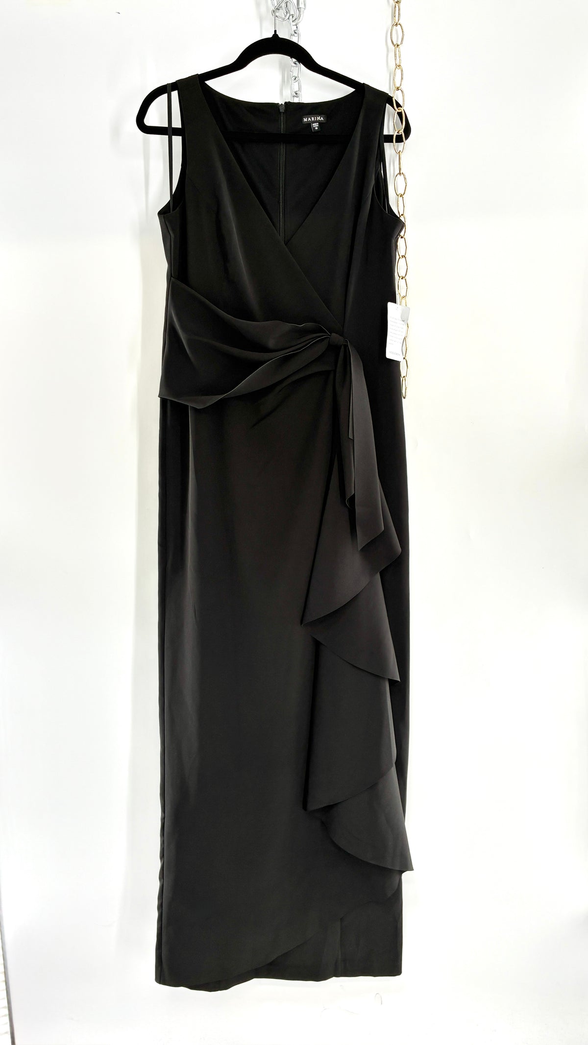 Deadstock Vintage MARINA Black Gown with Draping and Tags Attached (10)