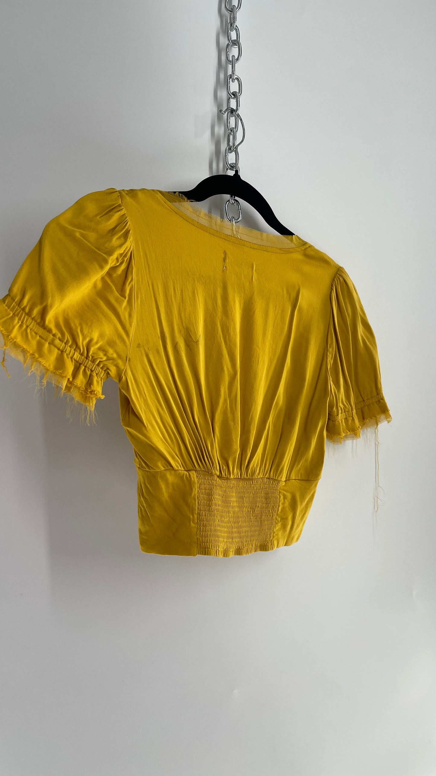 Urban Outfitters Yellow Button Front Cropped Top (XS)