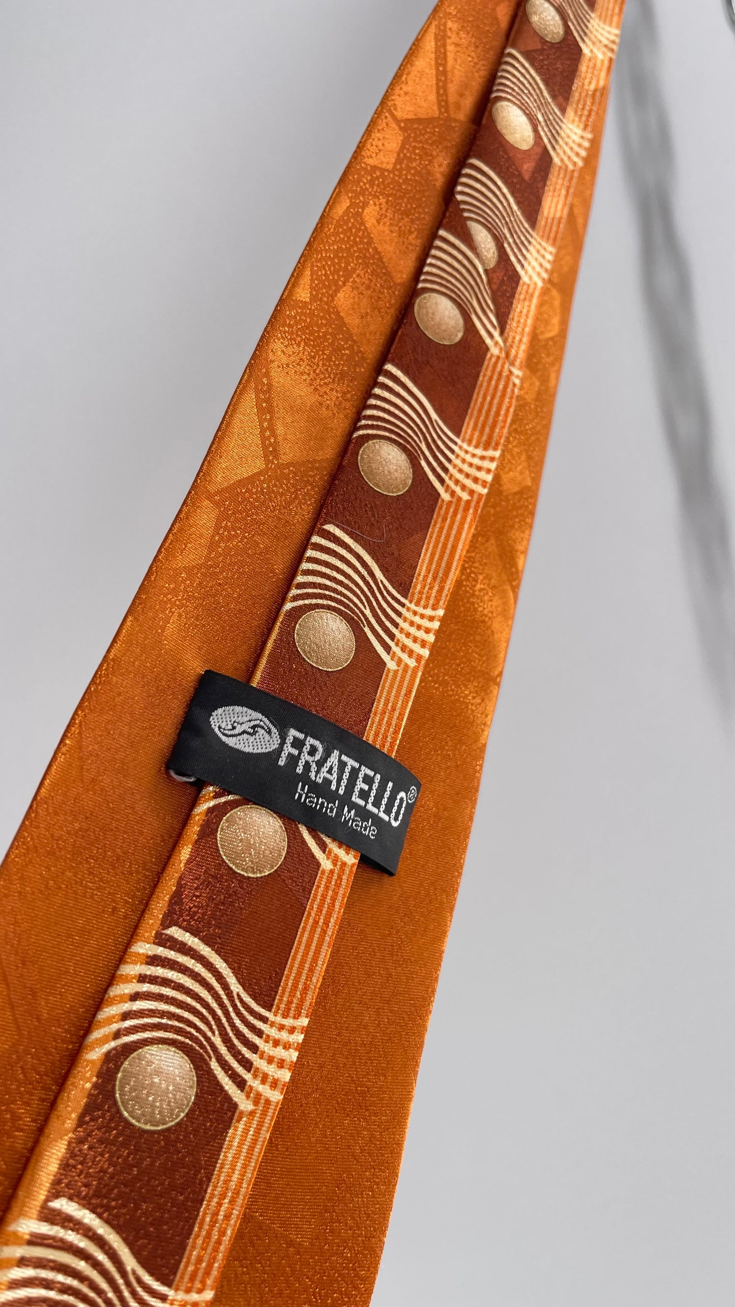 Deadstock Vintage Men’s Fratello 1970s Orange Handkerchief and Tie Set