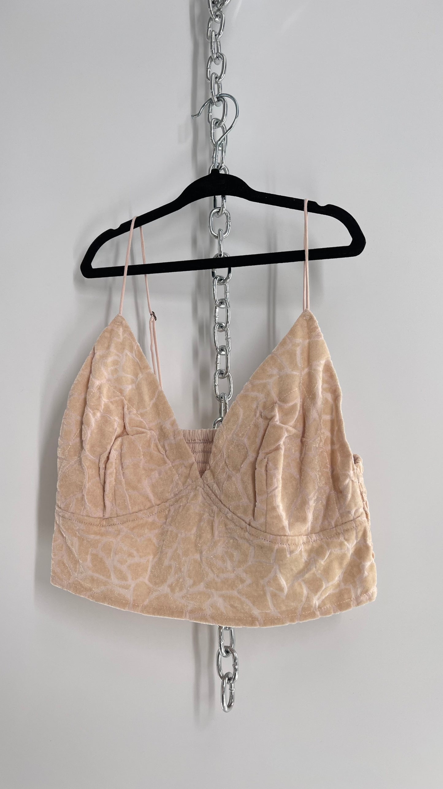 Free People Velvet Giraffe Texture Print Bralette Pink (Small)