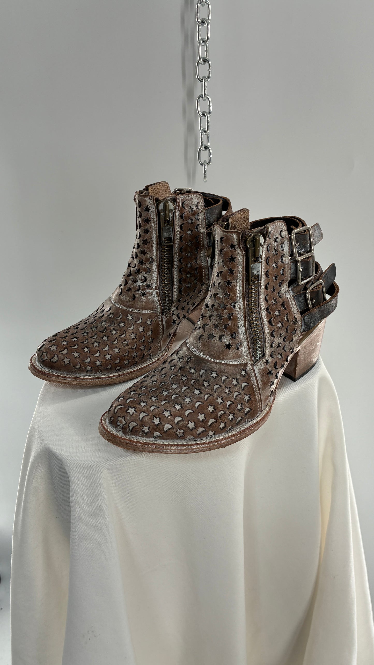 RARE FREEBIRD DAHLIA Star and Moon Booties with Exaggerated Buckle Detailing (8)