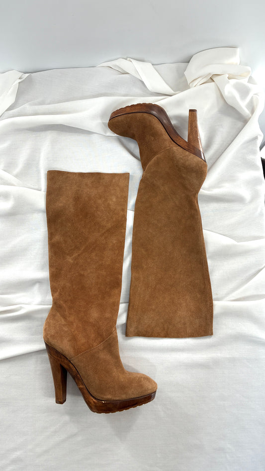 Vintage MICHAEL KORS Genuine Suede Leather Platform Heel Boot (10)