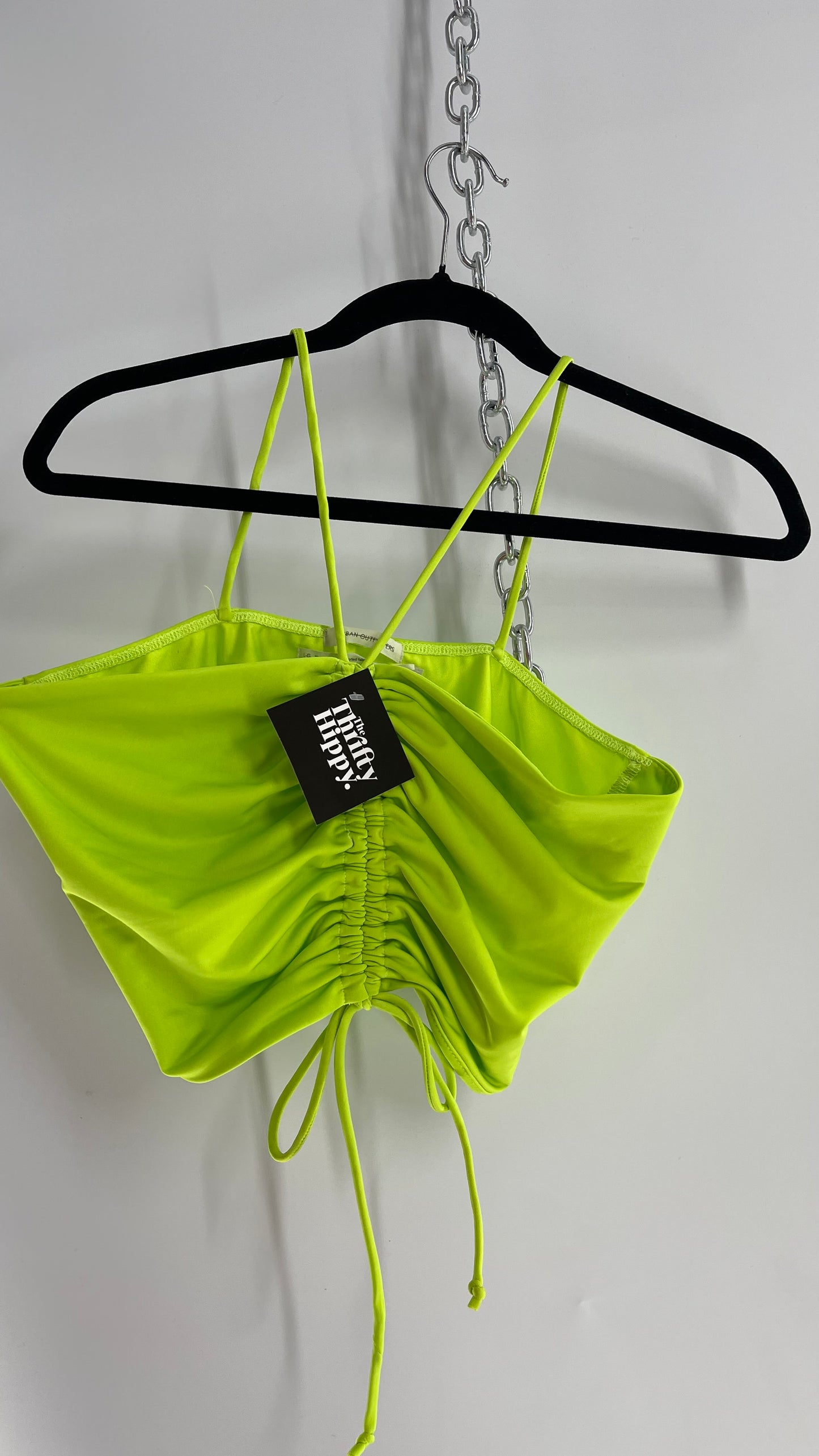 Urban Outfitters Lime Green Ruche Front Tank (Large)