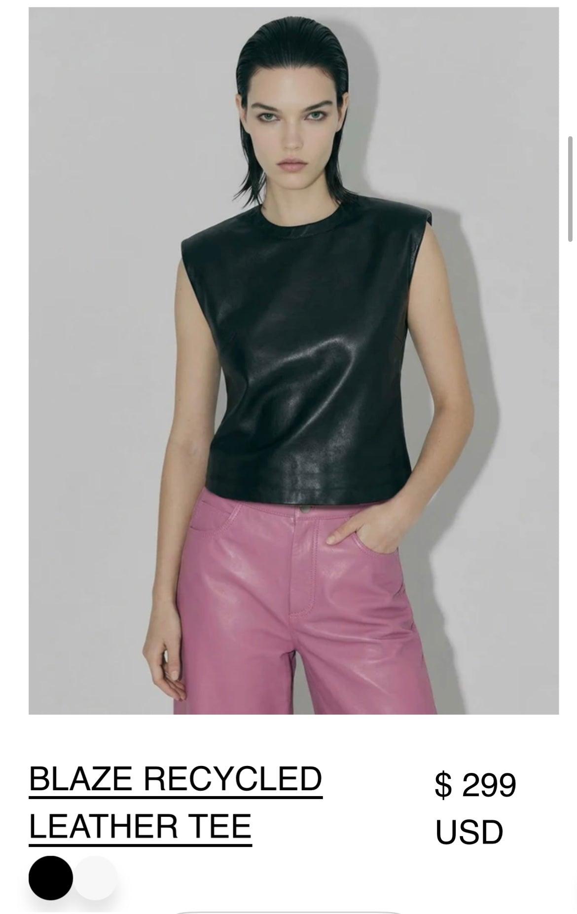 AS by DF Black Leather Sleeveless Boxy Top (Medium)