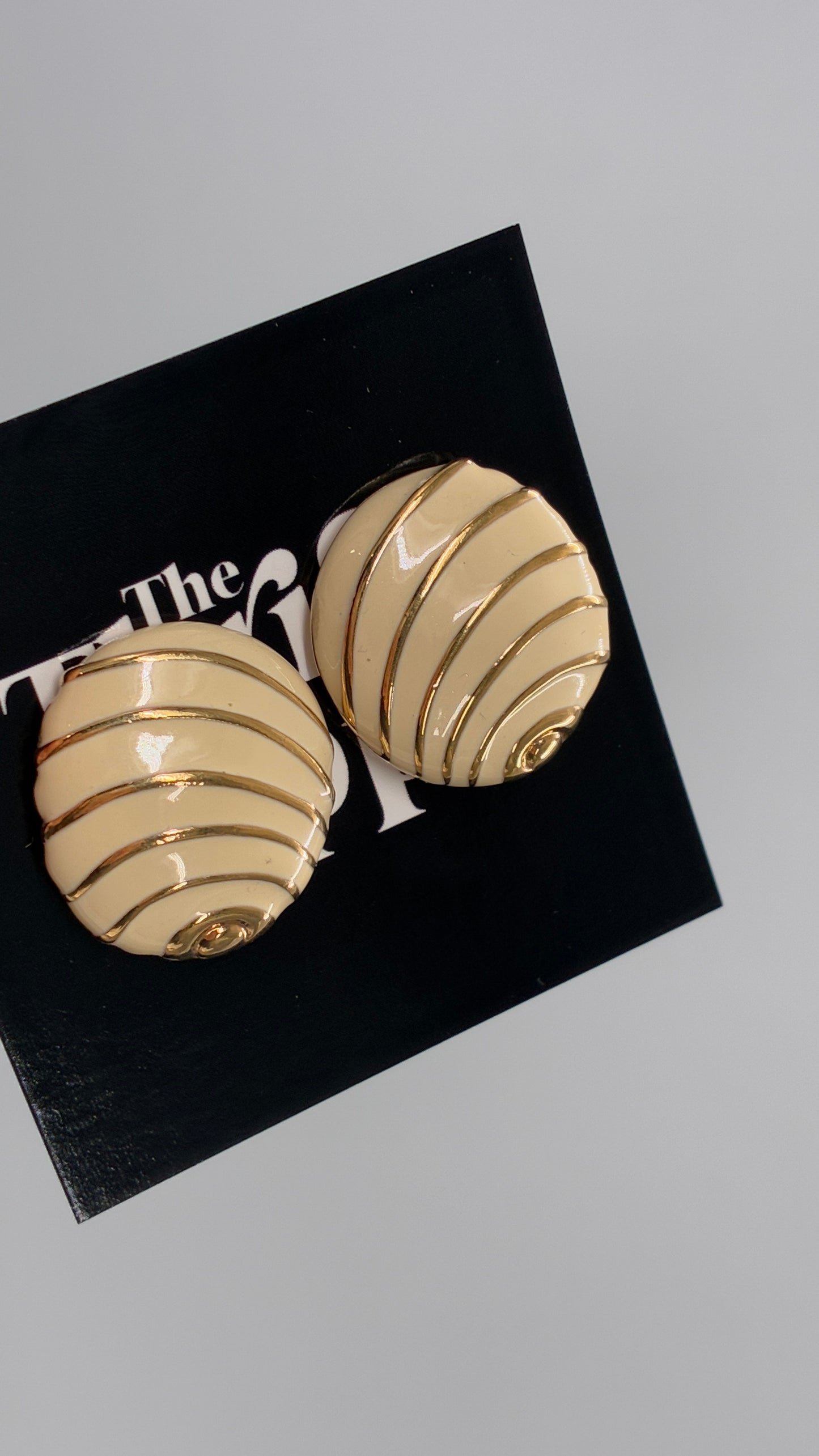 Vintage Cream and Gold Earrings