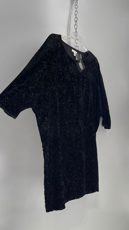 Silence + Noise Urban Outfitters Black Textured Velvet Dress with Open Back Detail and Tags Attached (Medium)