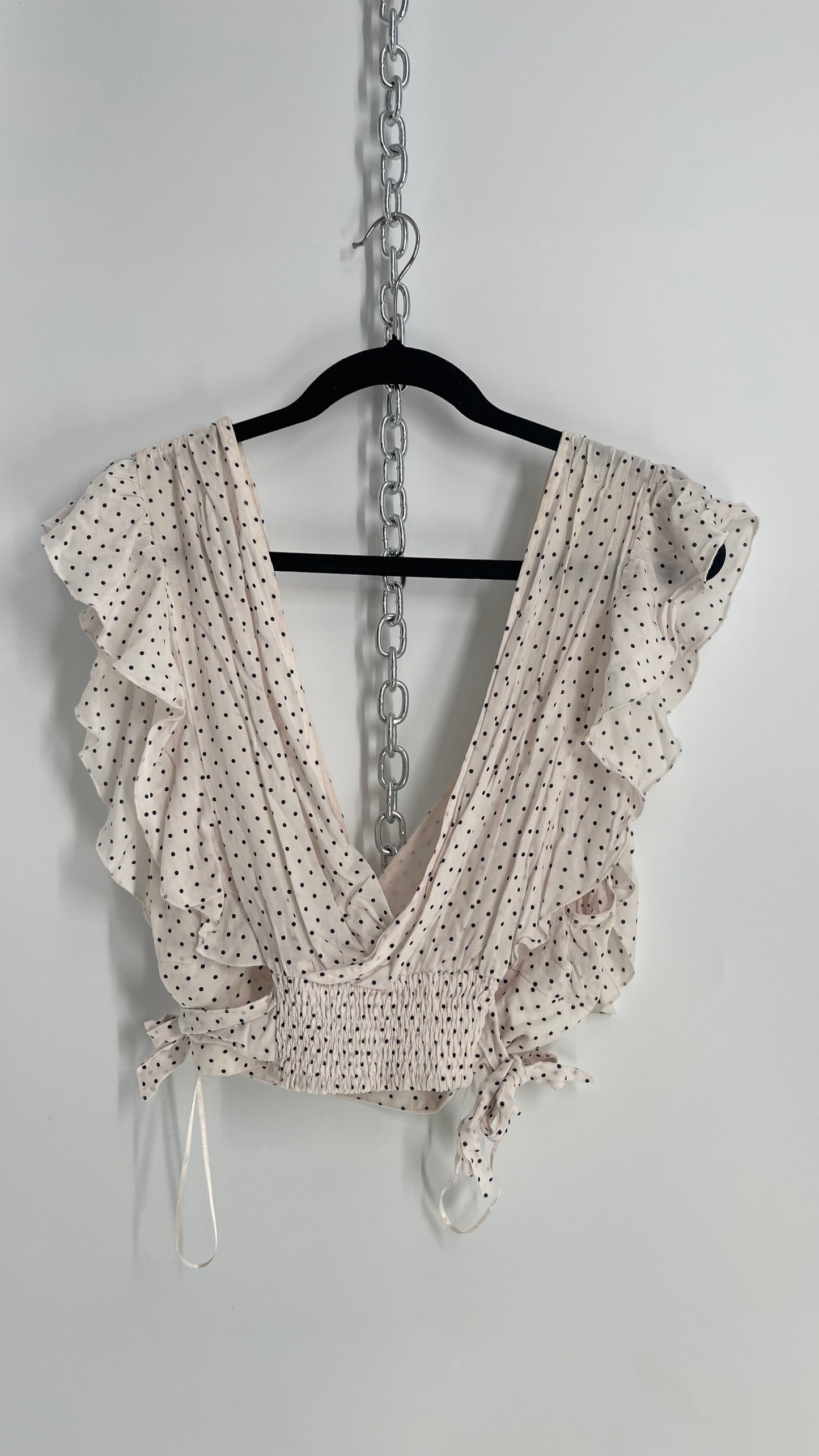 Free People Polka Dotted Camisole Tie Side Blouse (Large)