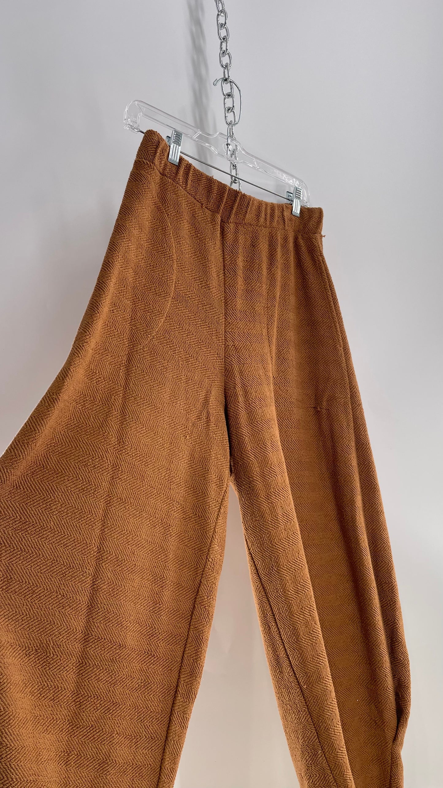 Free People Beach Brown Knit Tapered Haram Style Pant (Medium)