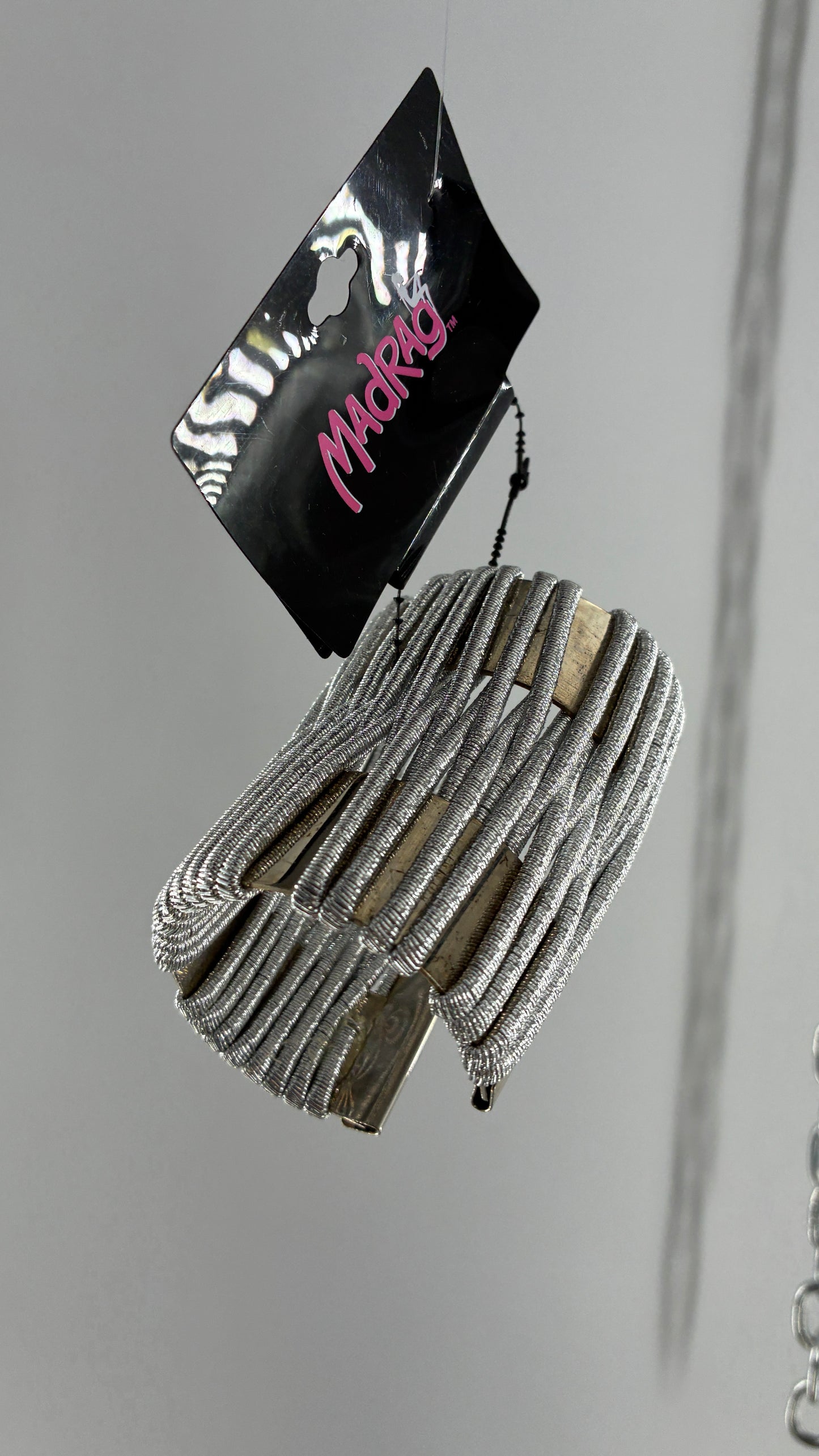 Deadstock Vintage MADRAG Silver Oversized Bangle Cuff with Metallic Bands