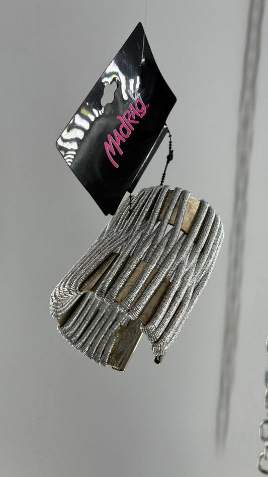 Deadstock Vintage MADRAG Silver Oversized Bangle Cuff with Metallic Bands