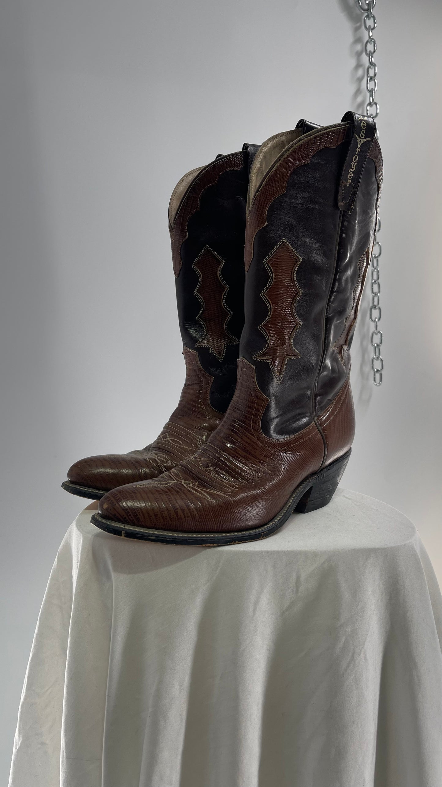 Vintage Brown Genuine Leather Cowboy Boots (8.5/9)