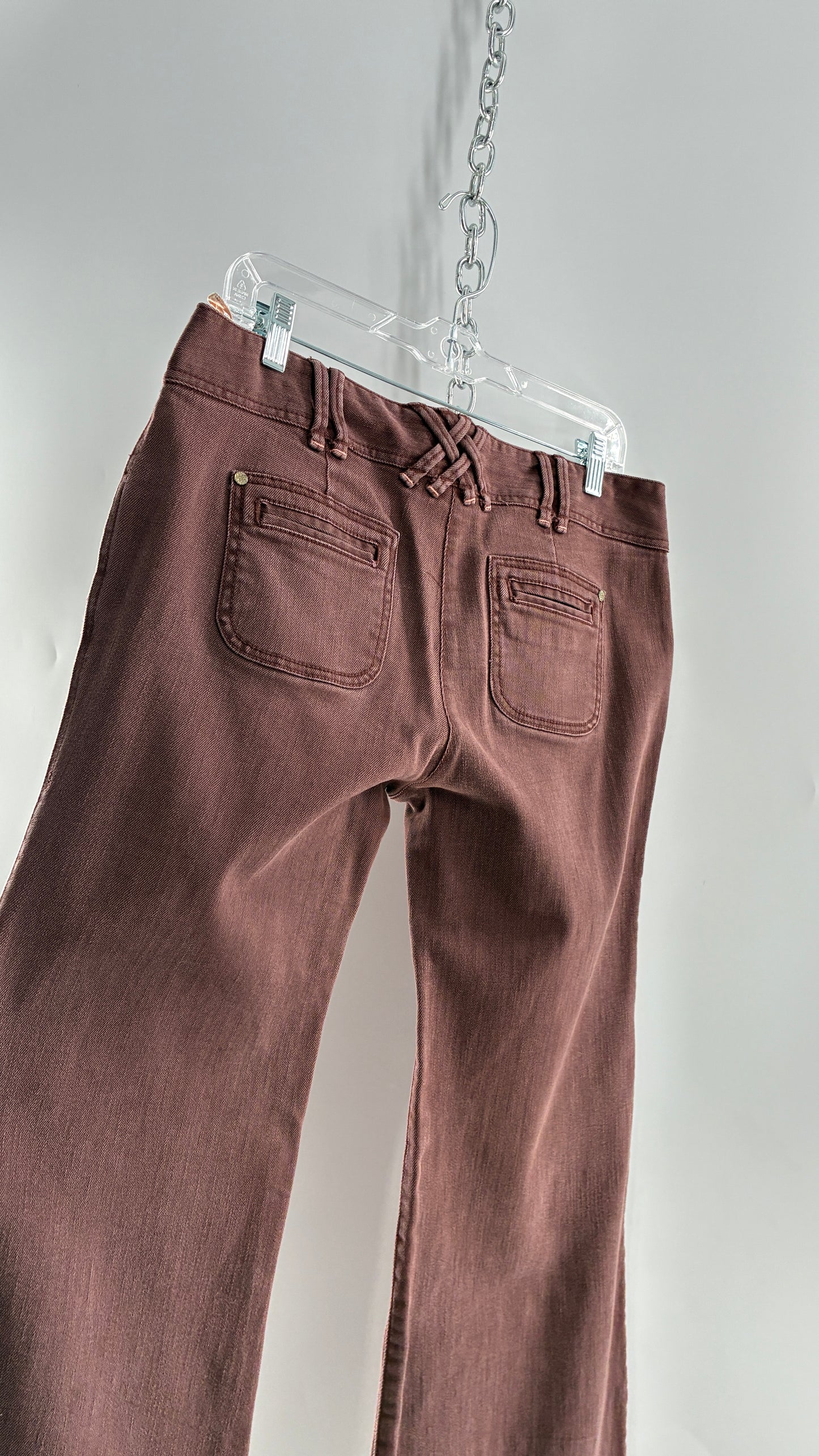 Vintage BICA CHEIA Brown Low Rise Wide Leg Jeans with Mini Pockets (32)