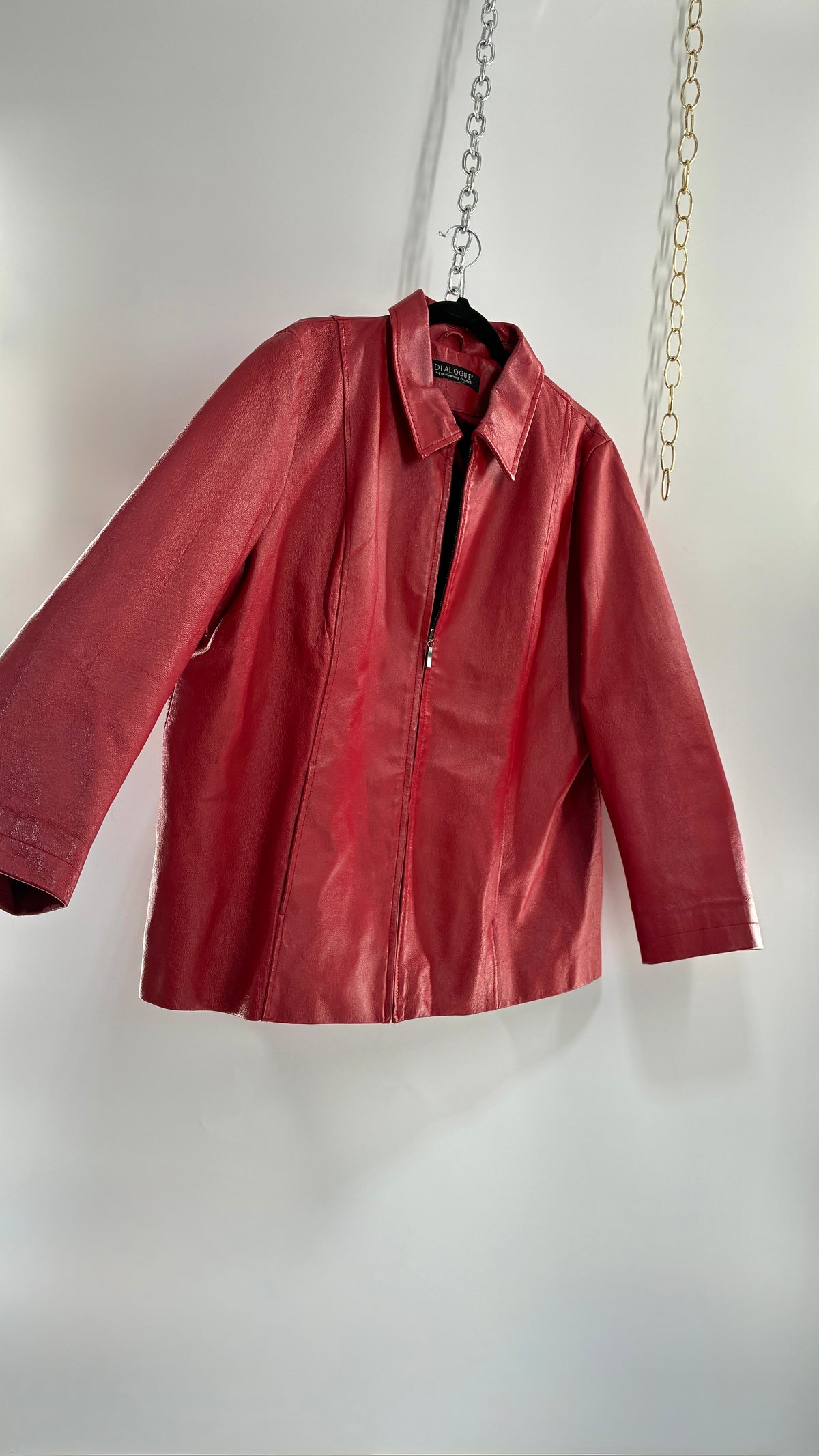 Vintage DIALOGUE Red Genuine Leather Jacket (XL/XXL)