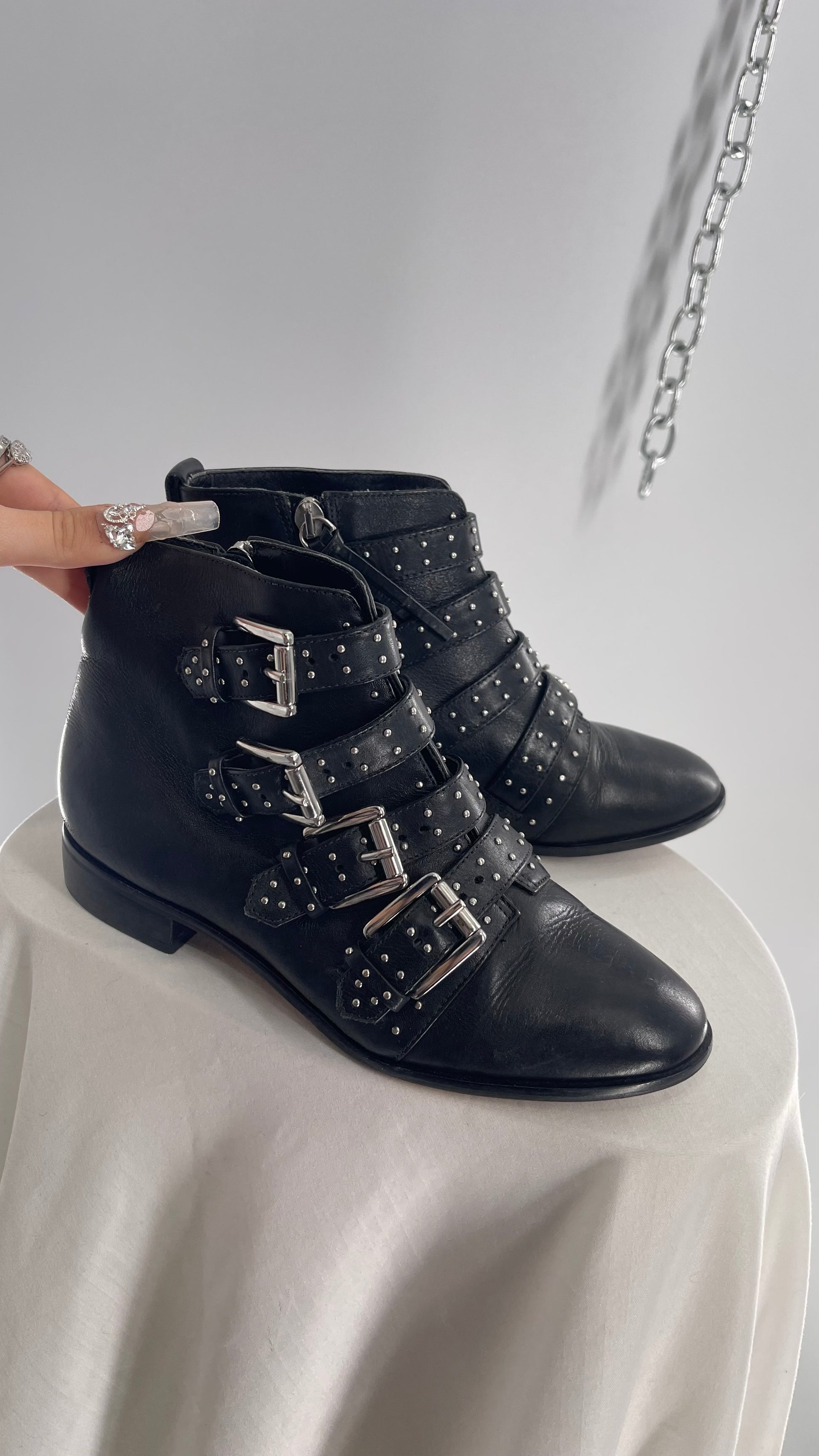 Rebecca Minkoff Brazilian Leather Black Studded Buckle Boots (5) The Thrifty Hippy Rebecca Minkoff Brazilian Leather Black Studded Buckle Boots (5) The Thrifty Hippy