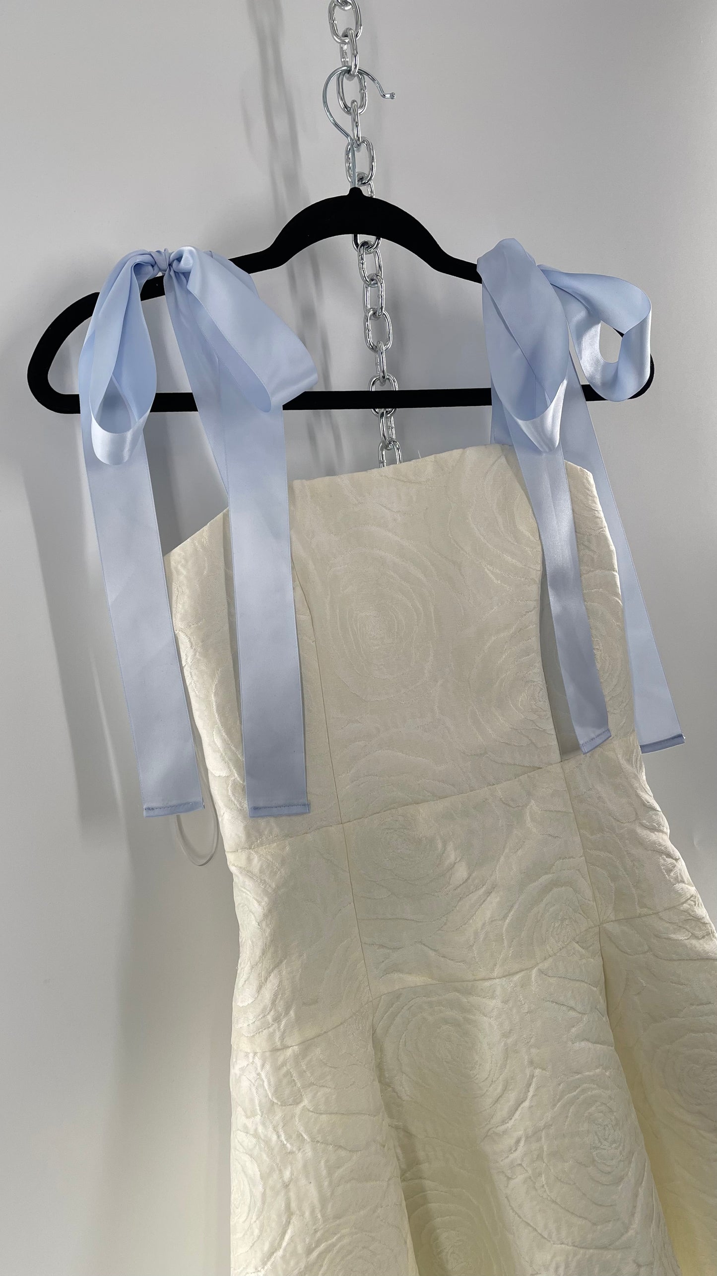 Jane Summers Hannah Bridal Shower and Wedding Reception Dress With Blue Ribbons (4)