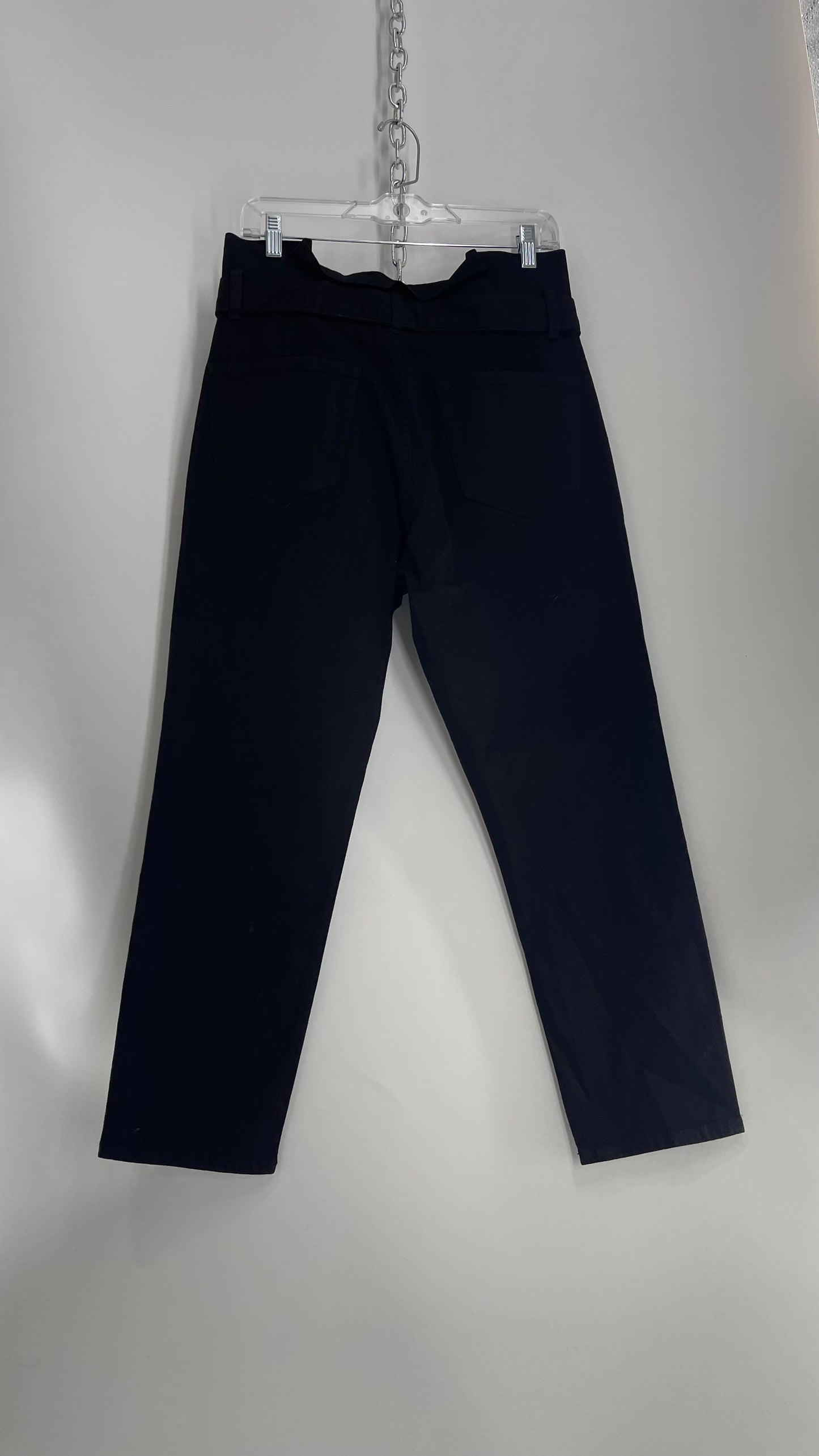 FRAME Black Denim Tie Waist Straight Legs with Tags Attached  (28)