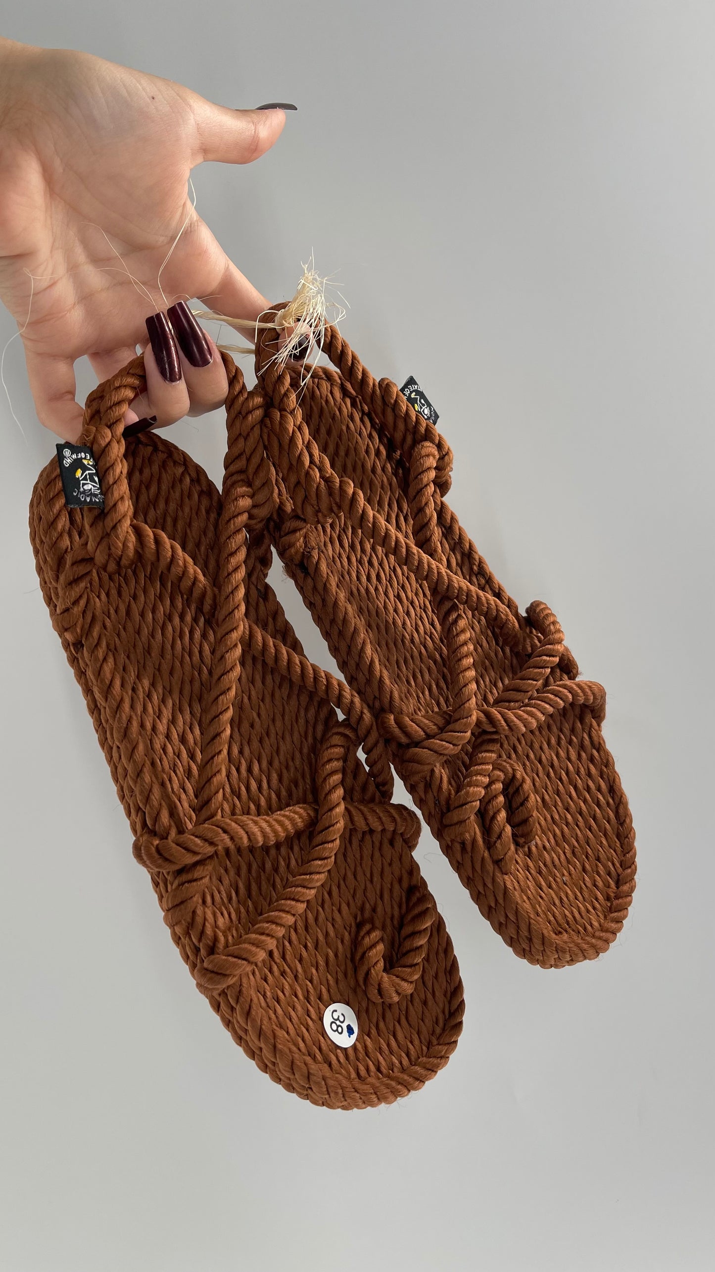 Nomadic State of Mind Free People Bronze/Burnt Orange Rope Sandals (38)